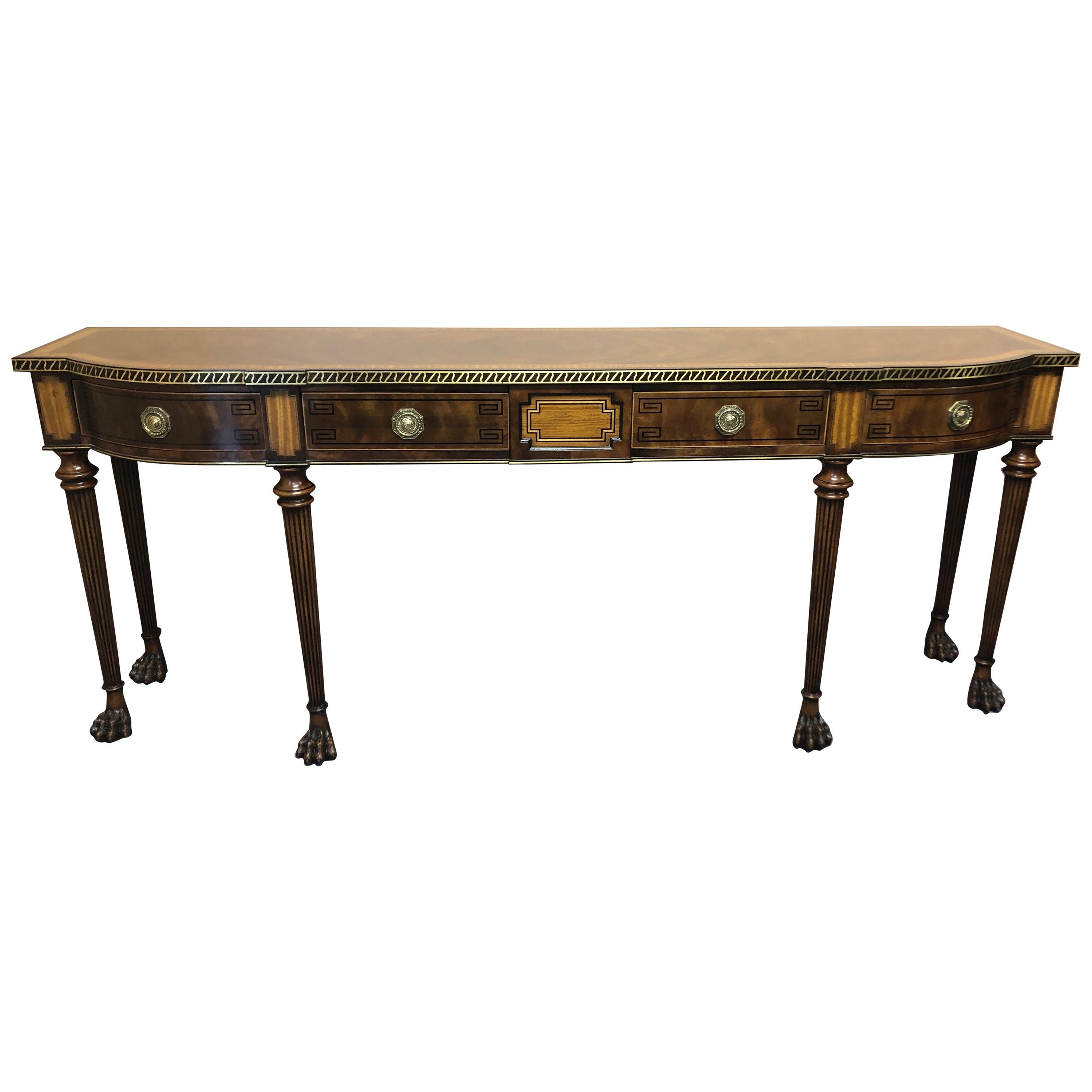 Magnificent Theodore Alexander Brooks Console with Brass Inlay and Greek Key