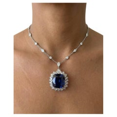 Magnifique collier de 22 carats de saphirs bleus naturels et de diamants de Tiffany & Co.