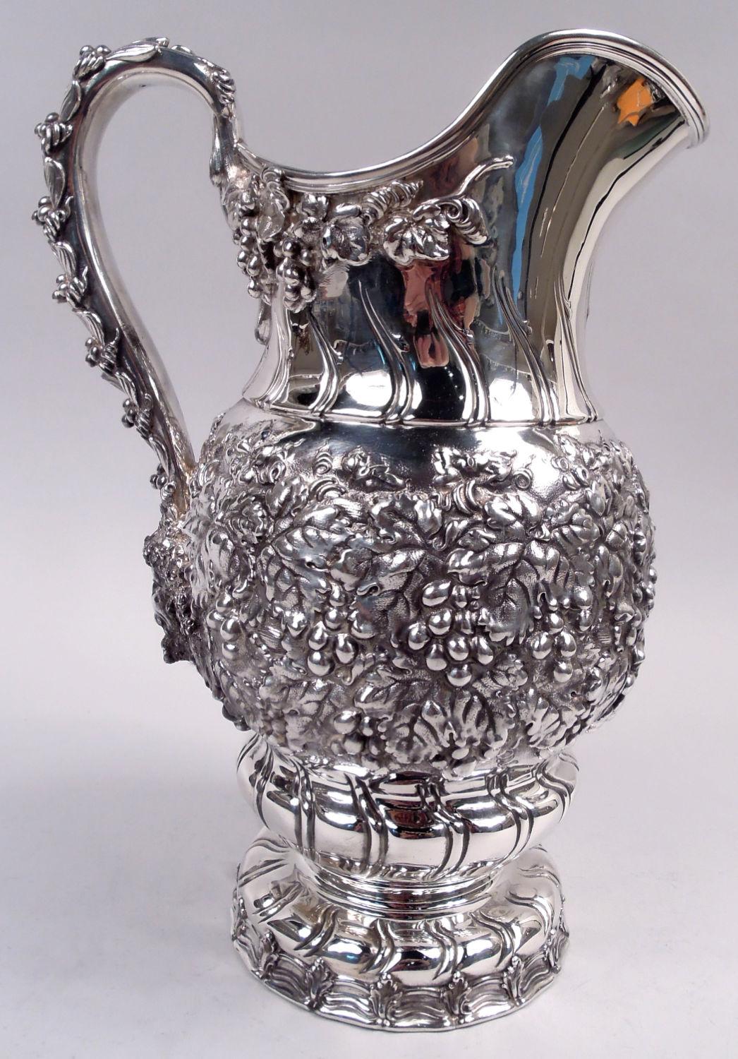 Victorien Magnifique cruche à vin en argent sterling de style victorien classique de Tiffany