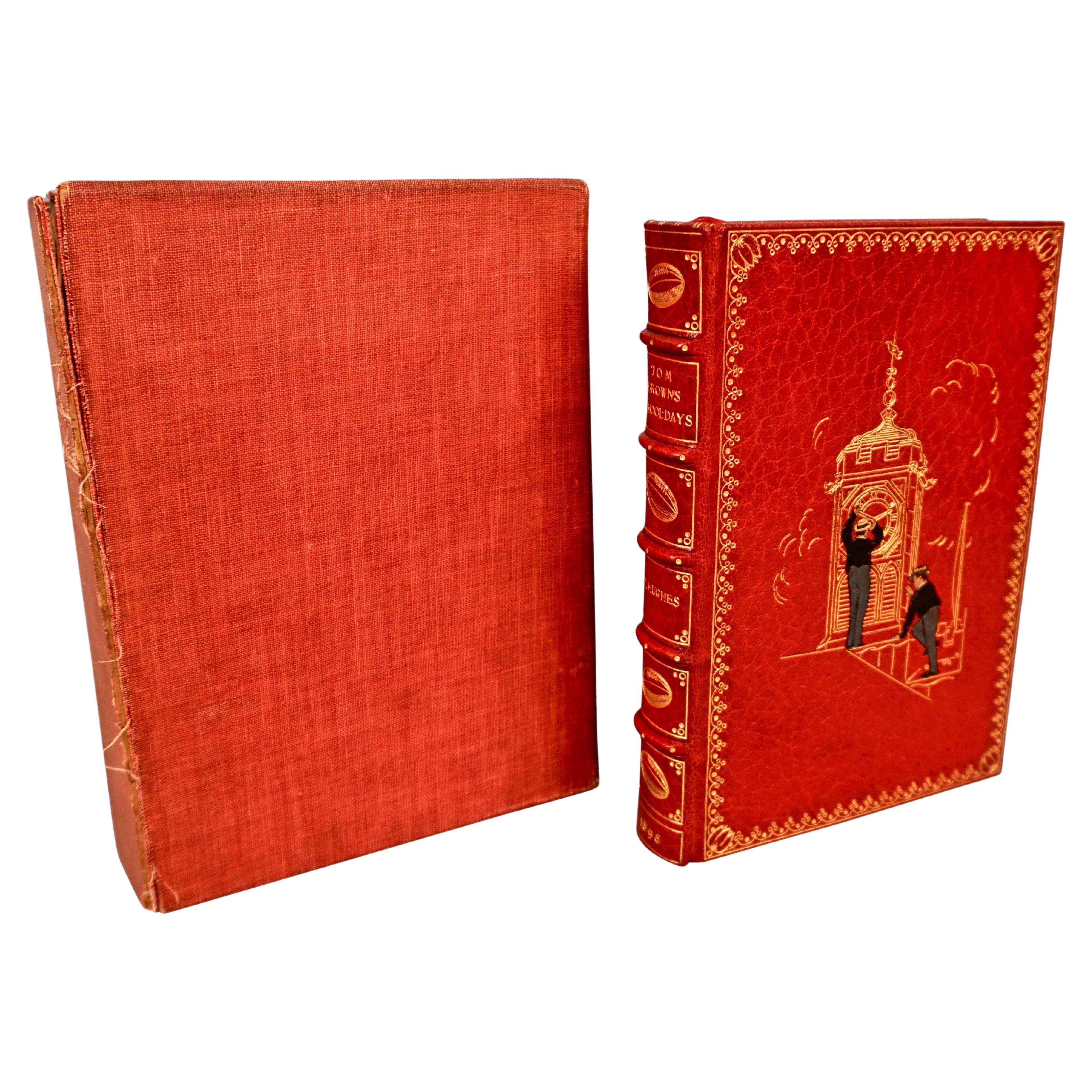 A magnificently bound edition of Tom Brown's School Days published in London in 1896 by Macmillan and Company with full gilt edges. The binding was created and is signed by Kelly & Sons London, an important custom bindery in London founded in 1770