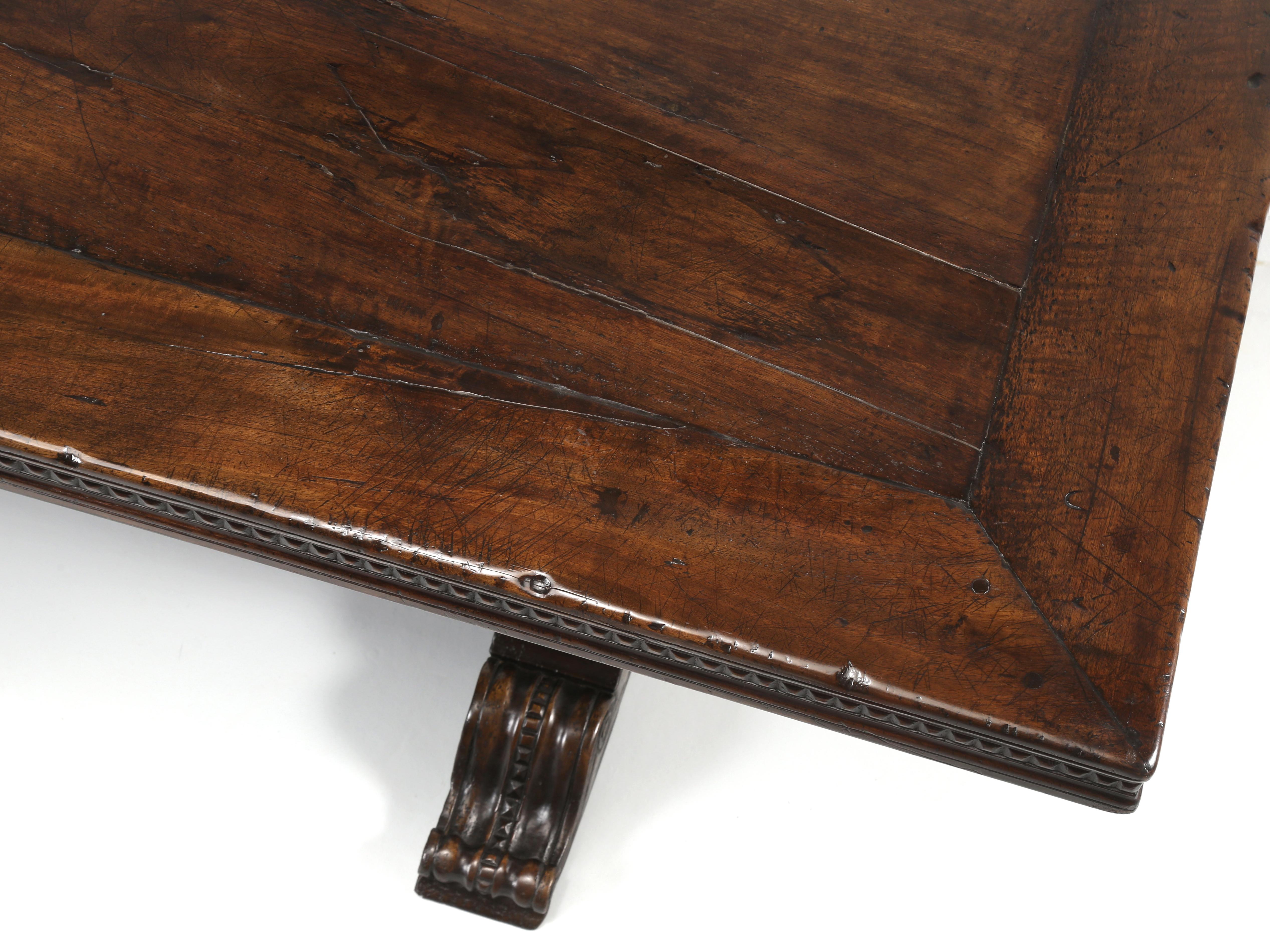 Hand-Carved Magnificent Country French Walnut Dining Table or Sofa Table from Bordeaux 