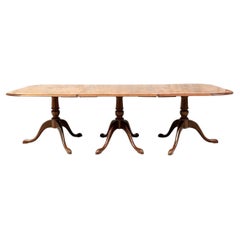 Magnificent Triple Pedestal Dining Table With Burled Top