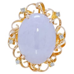 Magnificent Type A Purple Jadeite 
1.20ct Diamond Ring in 20K Yellow Gold
