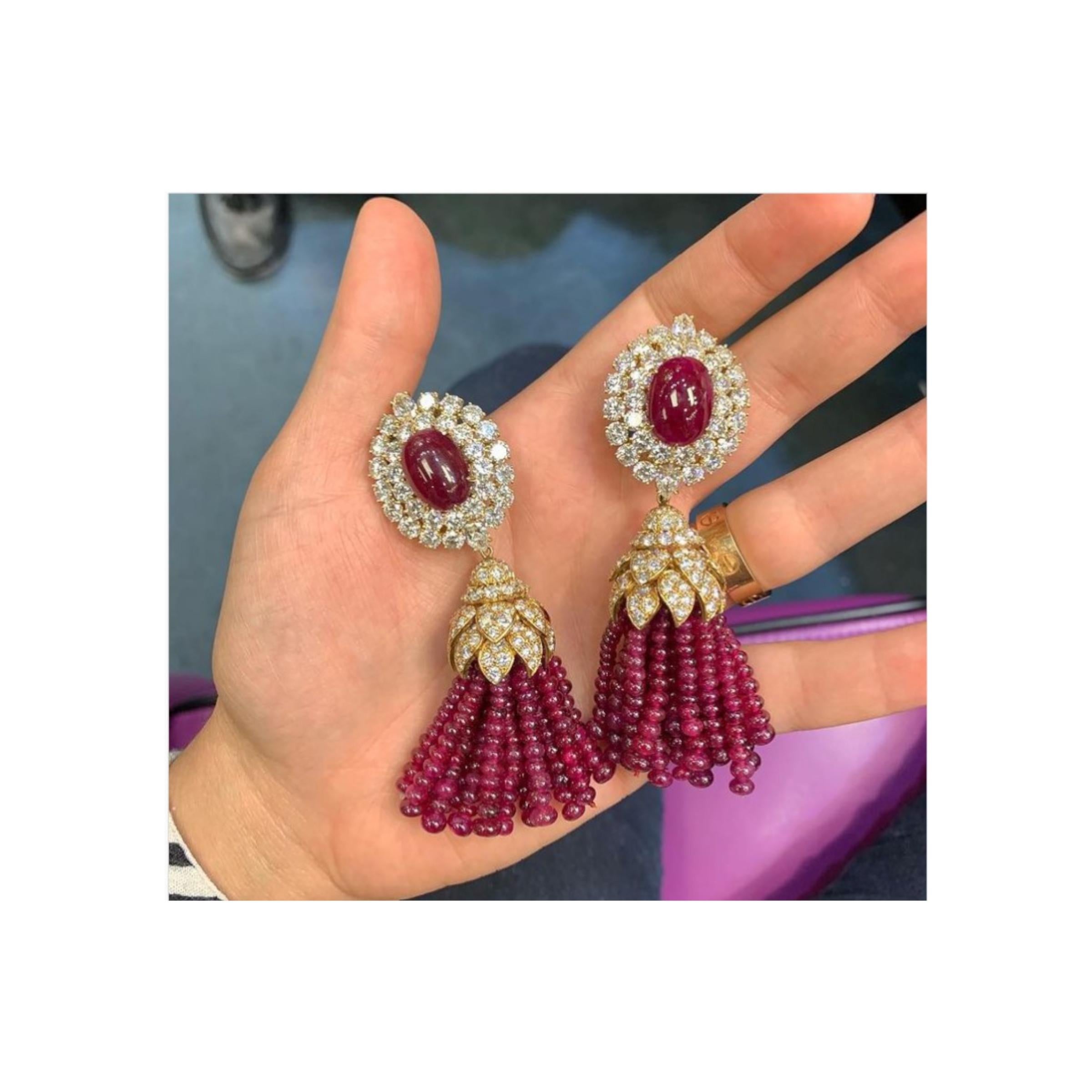 Magnificent Van Cleef & Arpels Ruby Diamond Day and Night Tassel Earrings 1