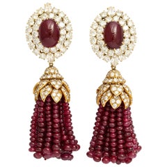 Magnificent Van Cleef & Arpels Ruby Diamond Day and Night Tassel Earrings
