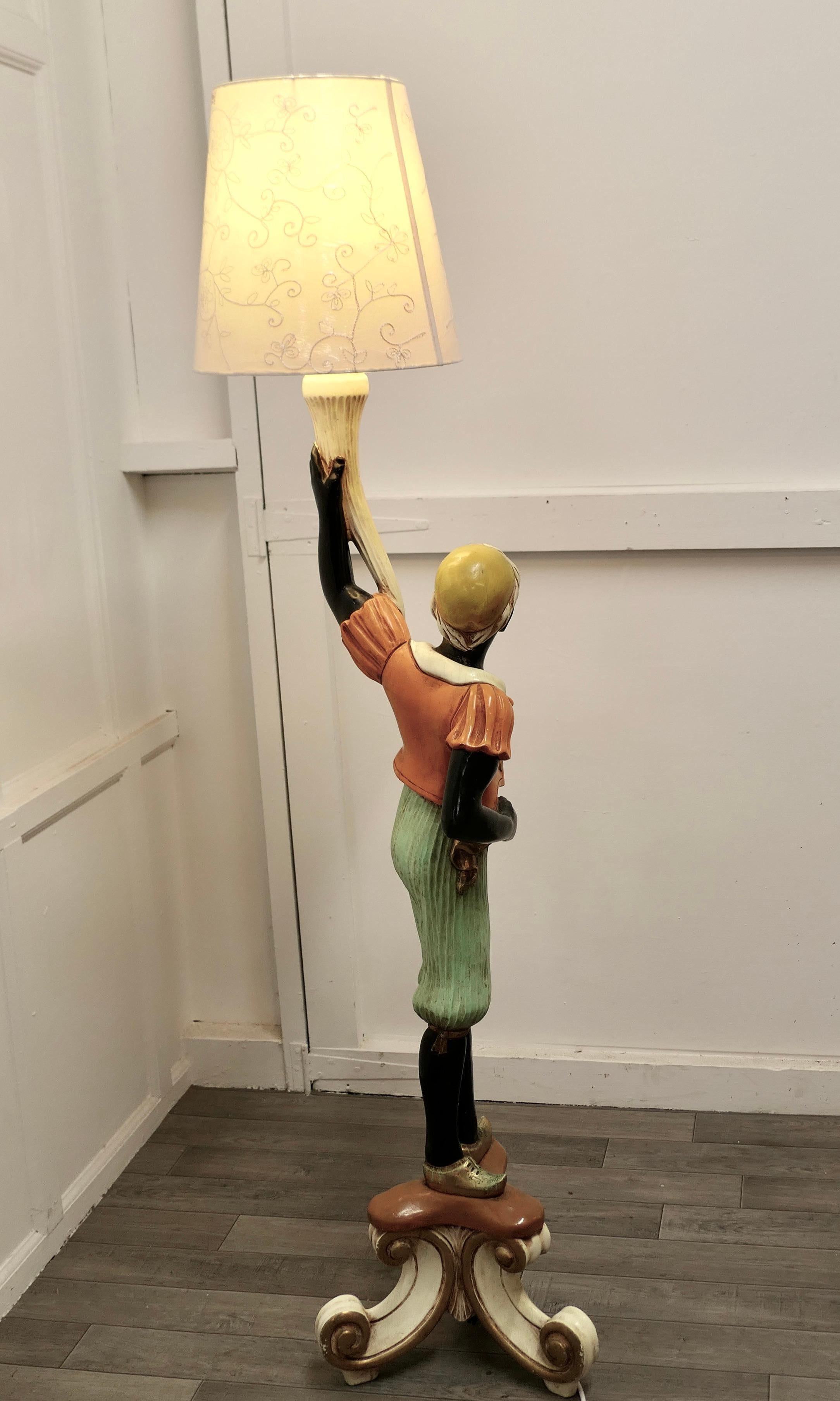 Magnificent Venetian Figural Floor Lamp Candelabra In Good Condition For Sale In Godshill, Isle of Wight