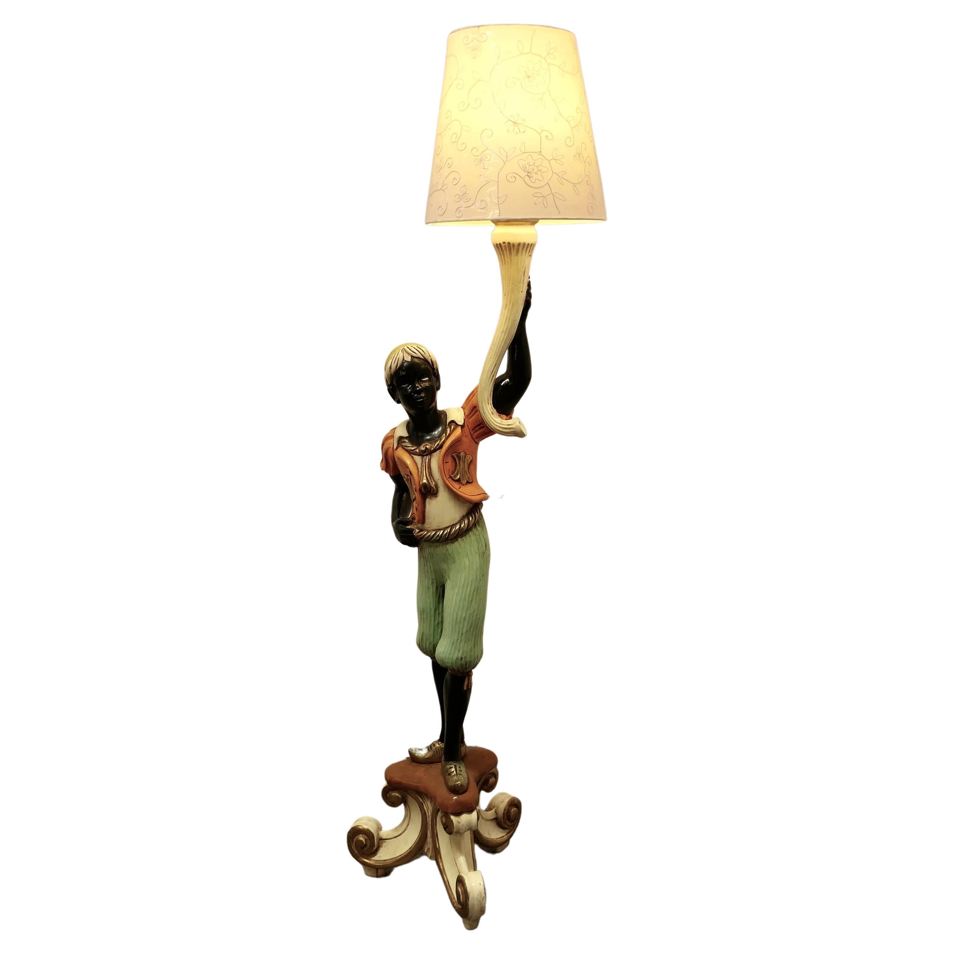 Magnificent Venetian Figural Floor Lamp Candelabra For Sale