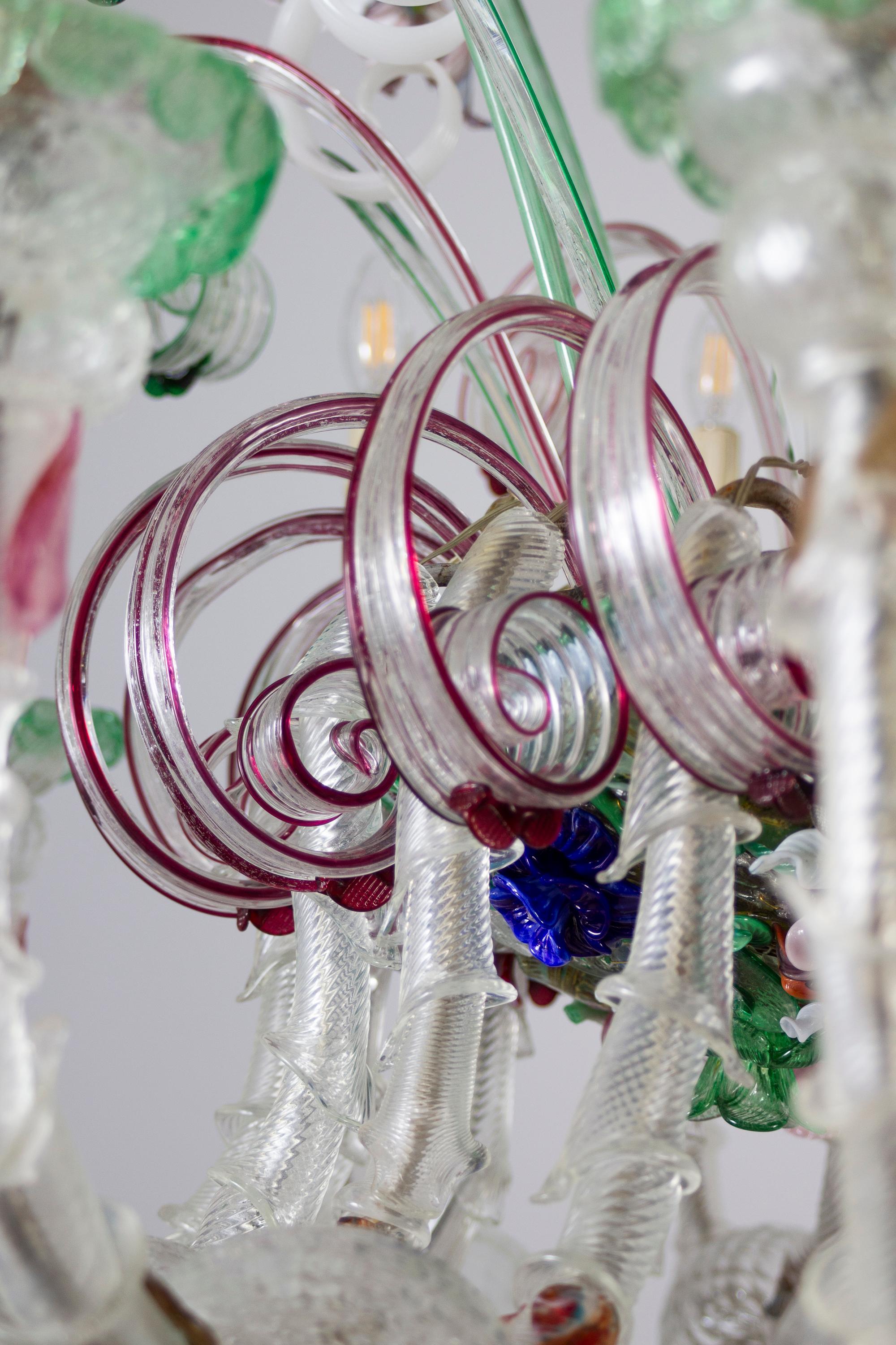Prachtvoller venezianischer Murano-Glas-Kronleuchter Ca' Rezzonico 1880  im Angebot 9