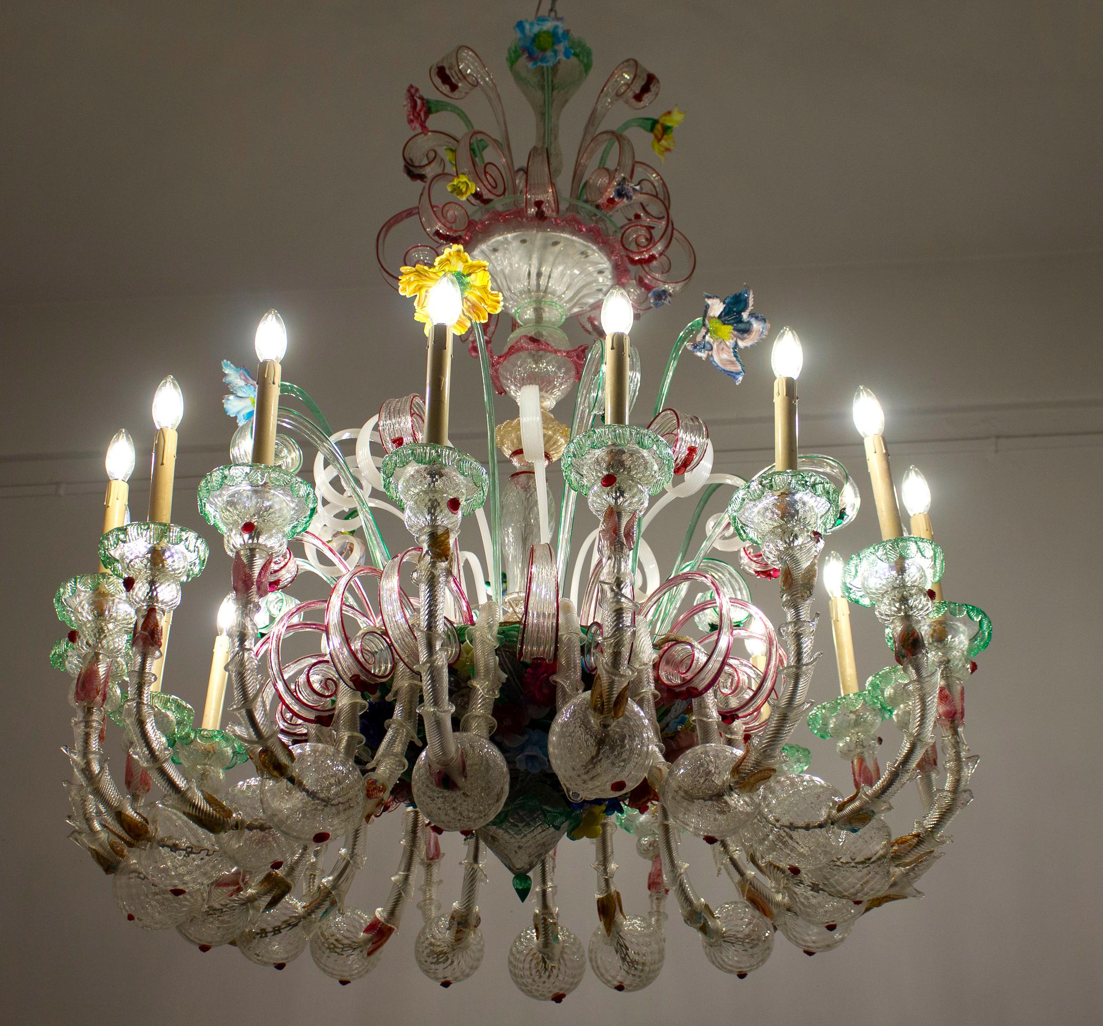 Italiano Magnifico lampadario in vetro di Murano Ca' Rezzonico 1880 in vendita