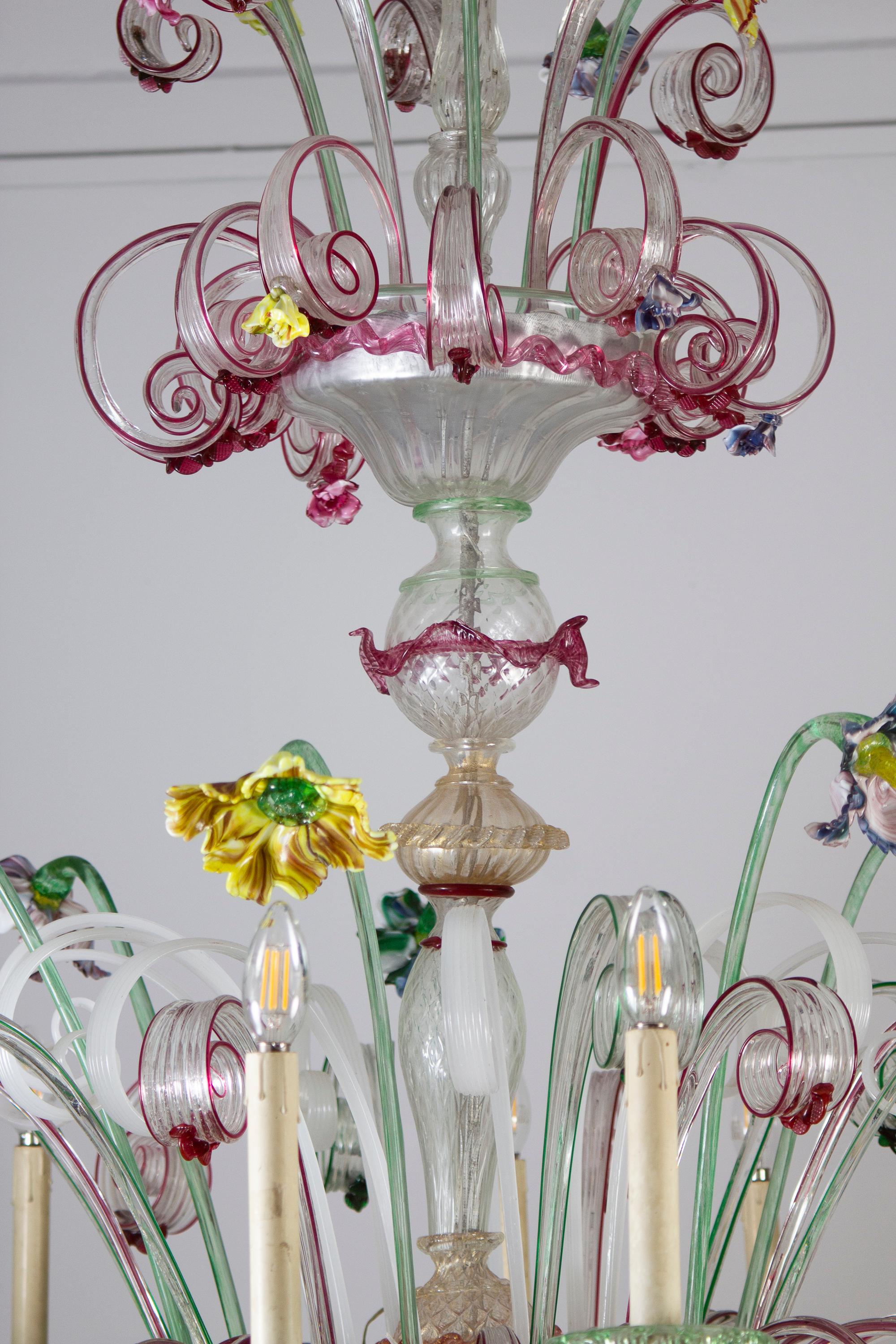 Prachtvoller venezianischer Murano-Glas-Kronleuchter Ca' Rezzonico 1880  (19. Jahrhundert) im Angebot