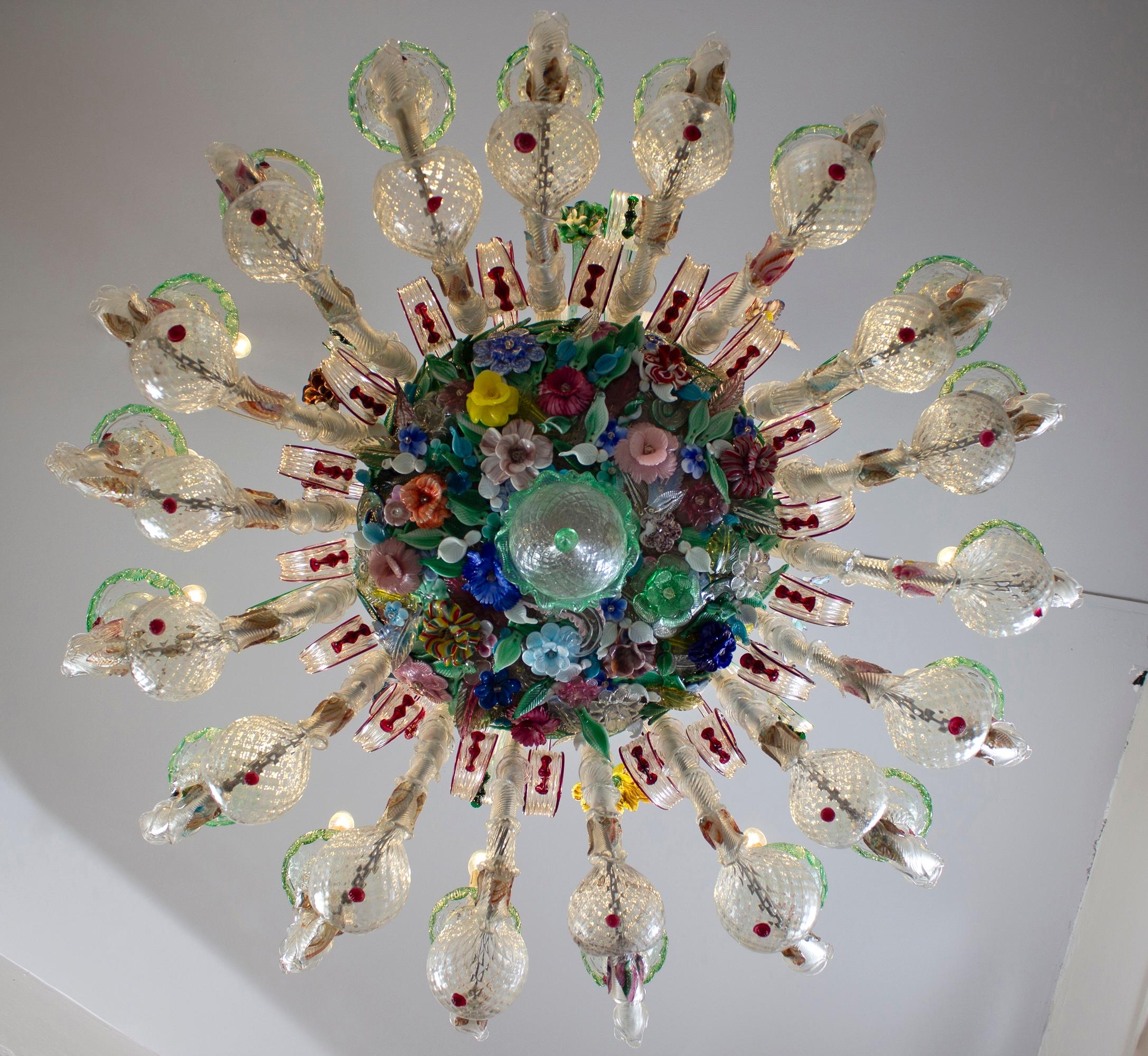XIX secolo Magnifico lampadario in vetro di Murano Ca' Rezzonico 1880 in vendita