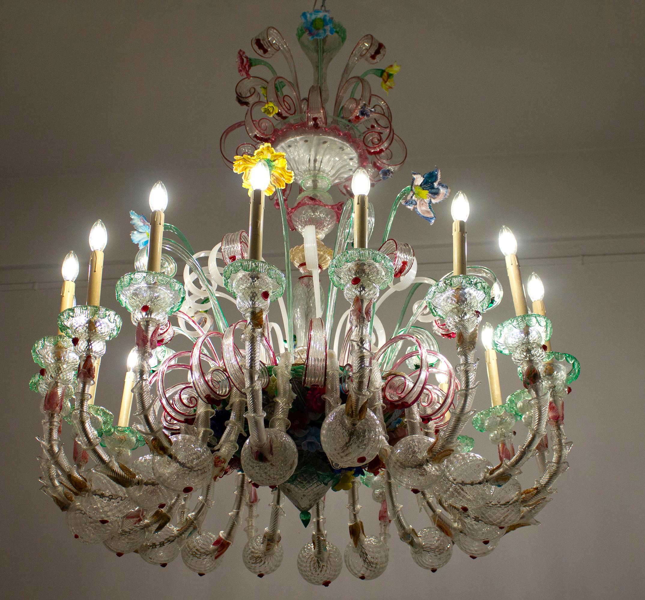 Prachtvoller venezianischer Murano-Glas-Kronleuchter Ca' Rezzonico 1880  im Angebot 2