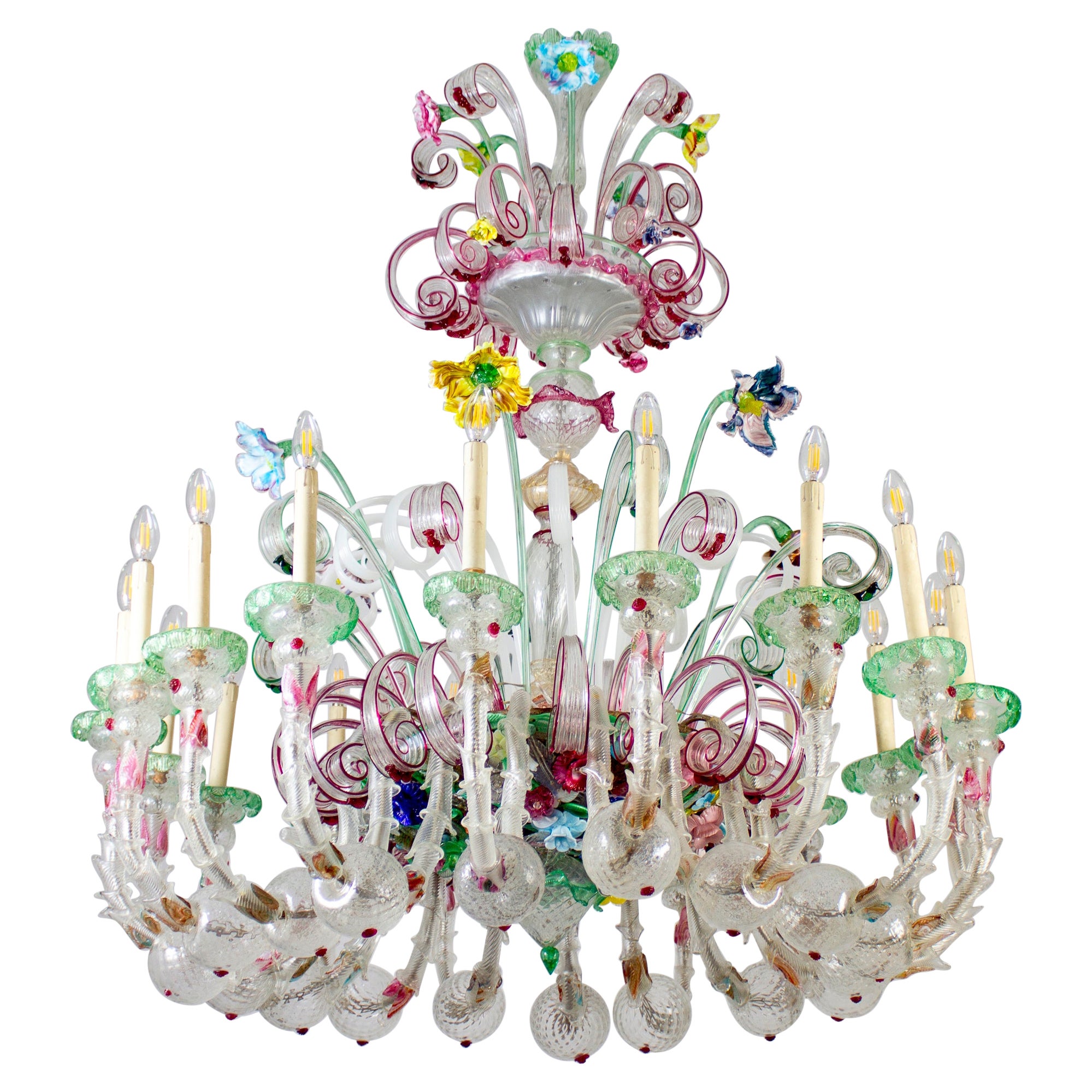 Magnifico lampadario in vetro di Murano Ca' Rezzonico 1880
