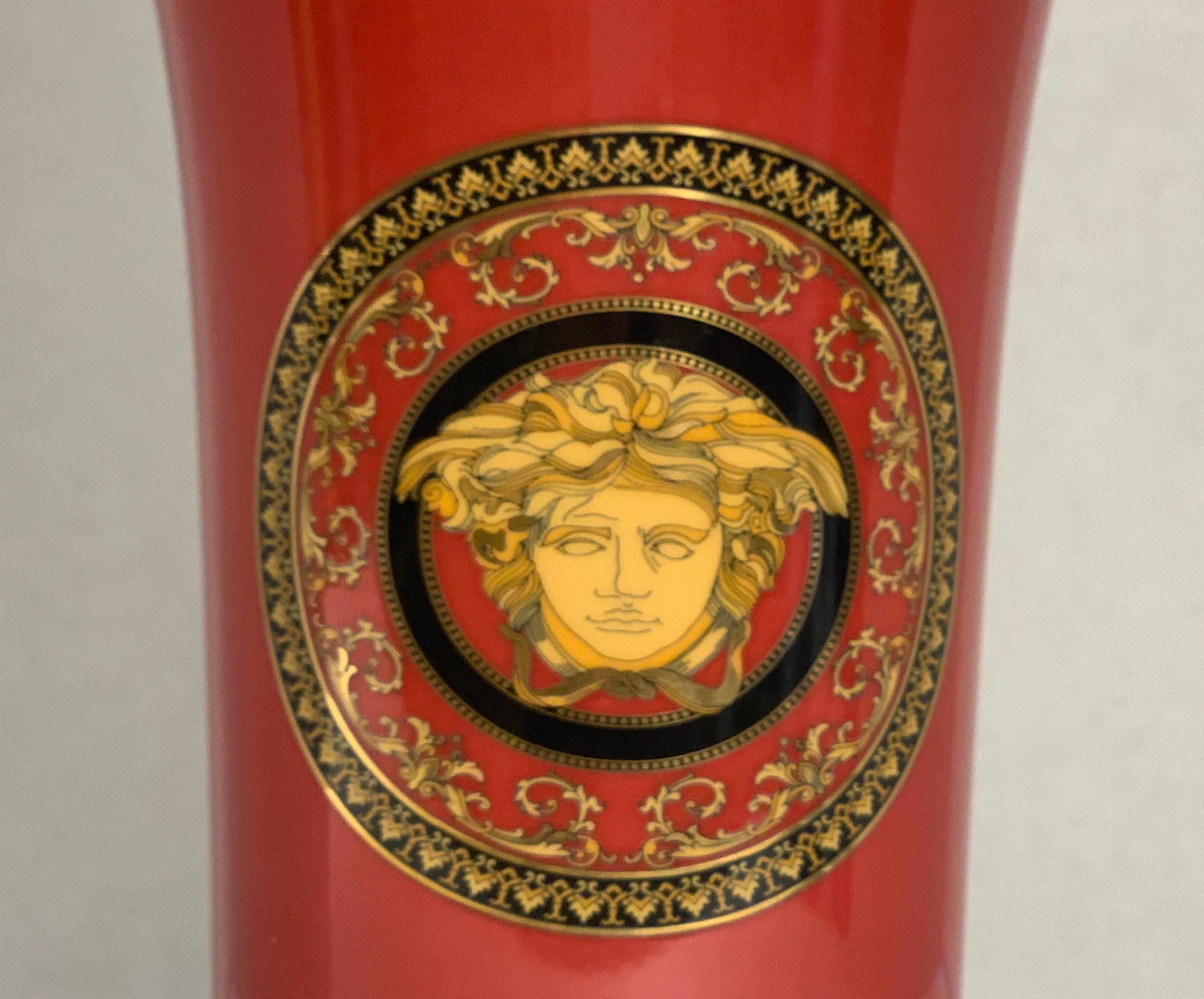 Greco Roman Magnificent Versace Porcelain Vase “Medusa Red Collection” by Rosenthal