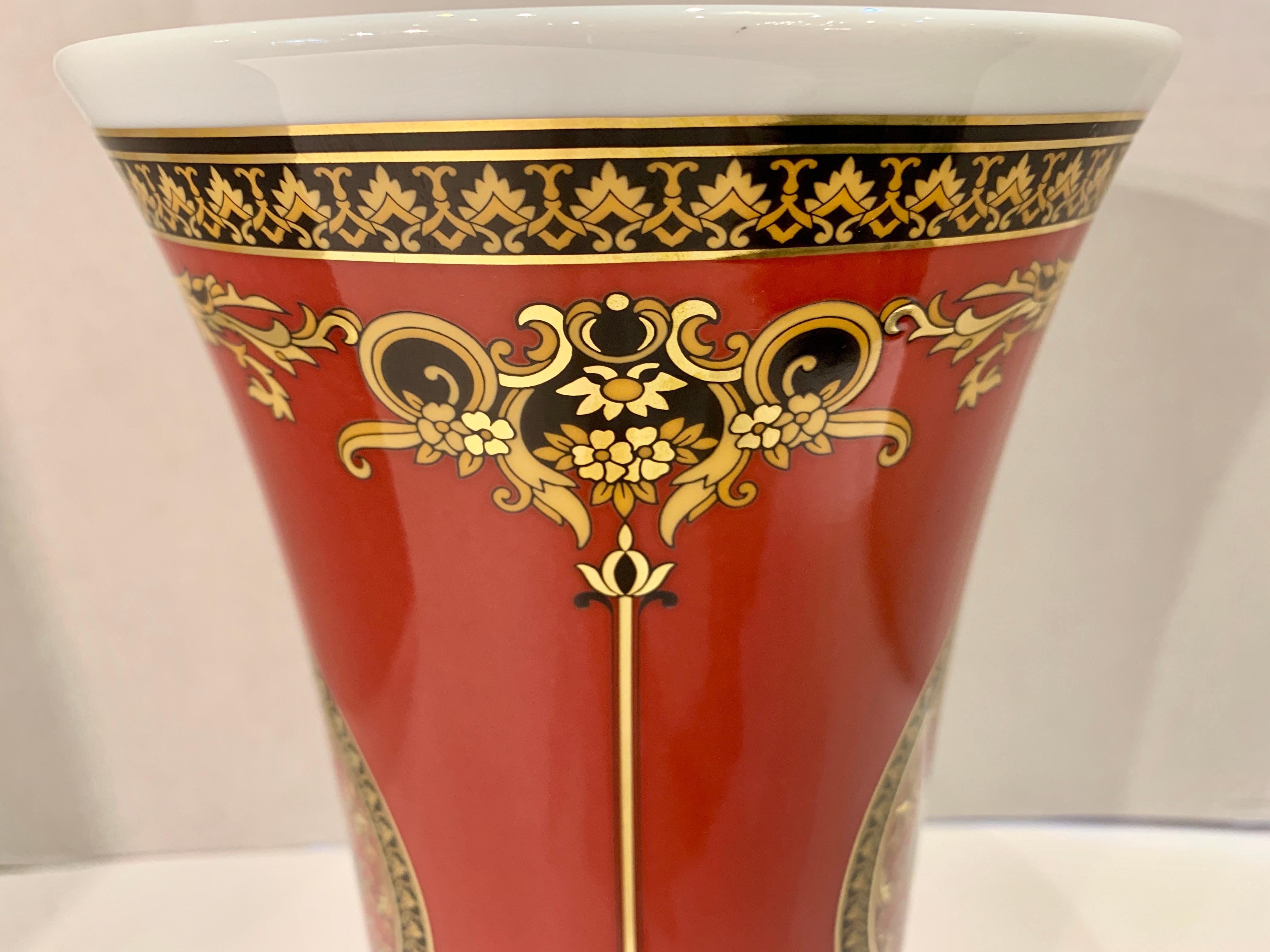 German Magnificent Versace Porcelain Vase “Medusa Red Collection” by Rosenthal
