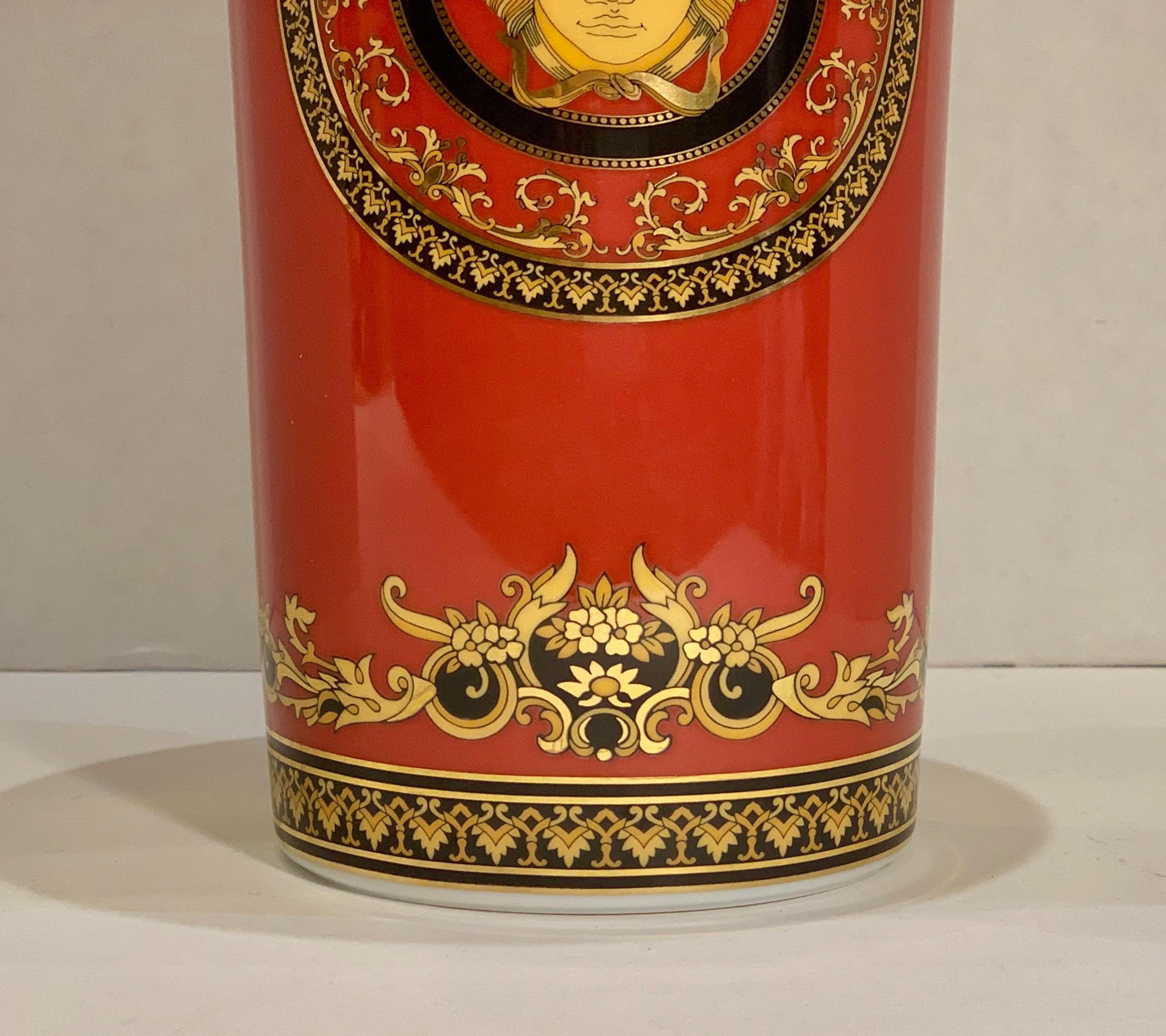 Magnificent Versace Porcelain Vase “Medusa Red Collection” by Rosenthal In Excellent Condition In Tustin, CA