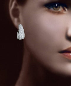 Magnificent Vhernier "Zingara" Pavé Diamond and Jet Ear Clips in Gold