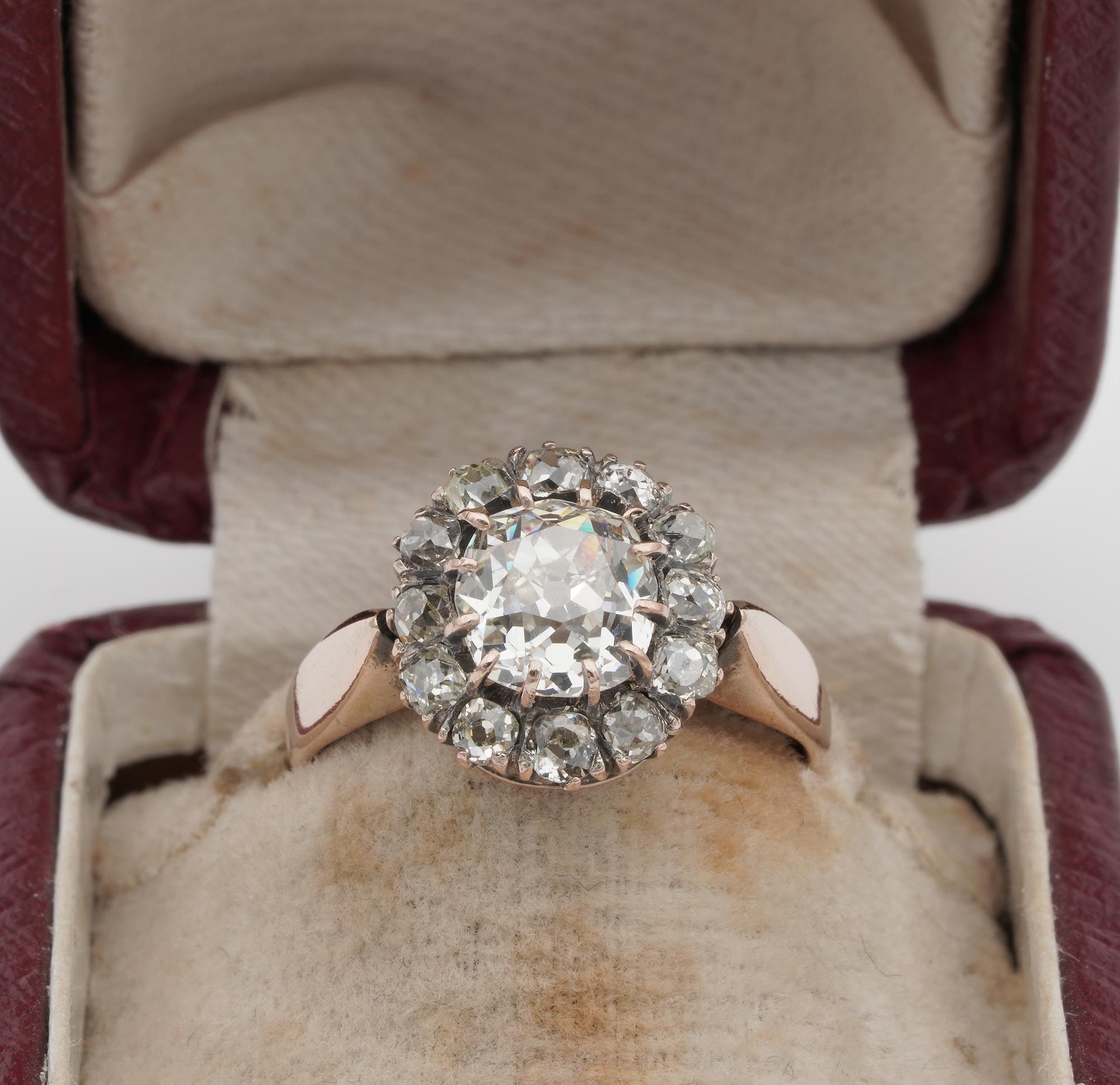 Stopping the Time!

Magnificent and quite breathtaking, Victorian Diamond cluster ring of great Diamond content 1880 ca
Rings of this type: era and content, scarcely come to trade, 1st place of the world demand for engagement rings, for the romance