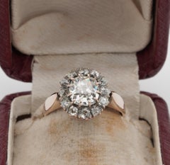 Magnificent Victorian 1.75 Carat Diamond J VVS Plus .85 Carat Rare Cluster Ring