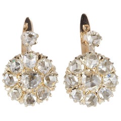 Magnificent Victorian 3.20 Carat Rose Cut Diamond Rare Cluster Earrings