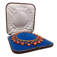 Magnificent Victorian Antique Gold and Coral Fringe Necklace, circa 1860