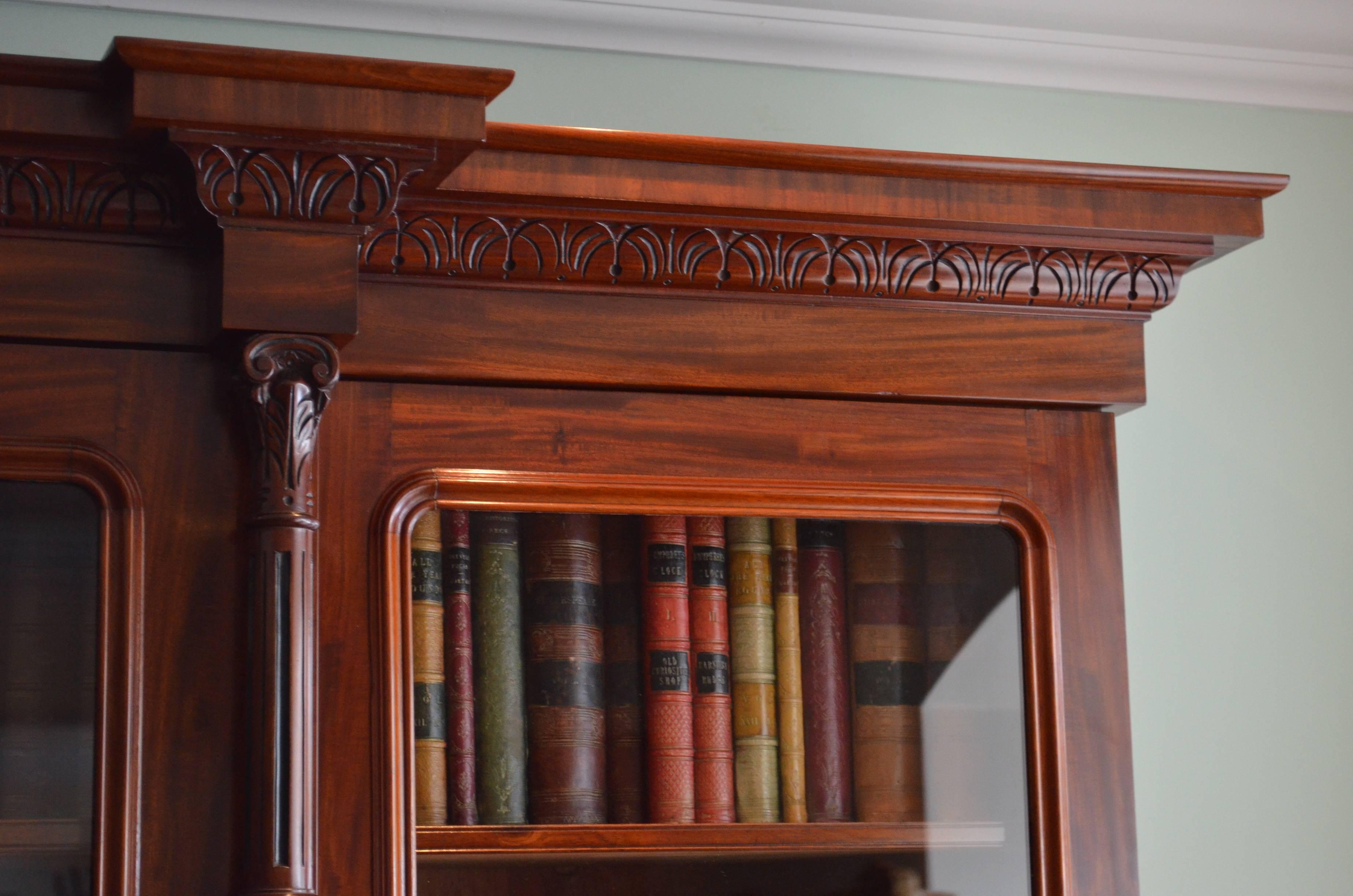 English Magnificent Victorian Mahogany Library Bookcase