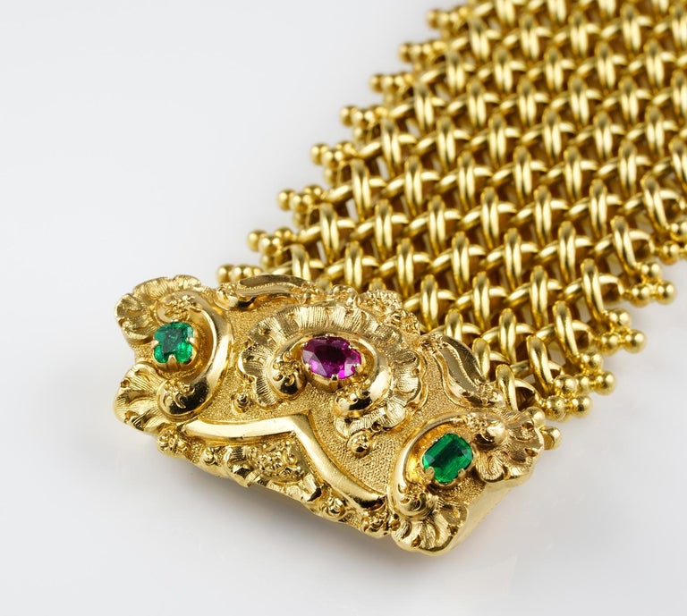 Victorian Natural Ruby Emerald Rare Bracelet For Sale at 1stDibs
