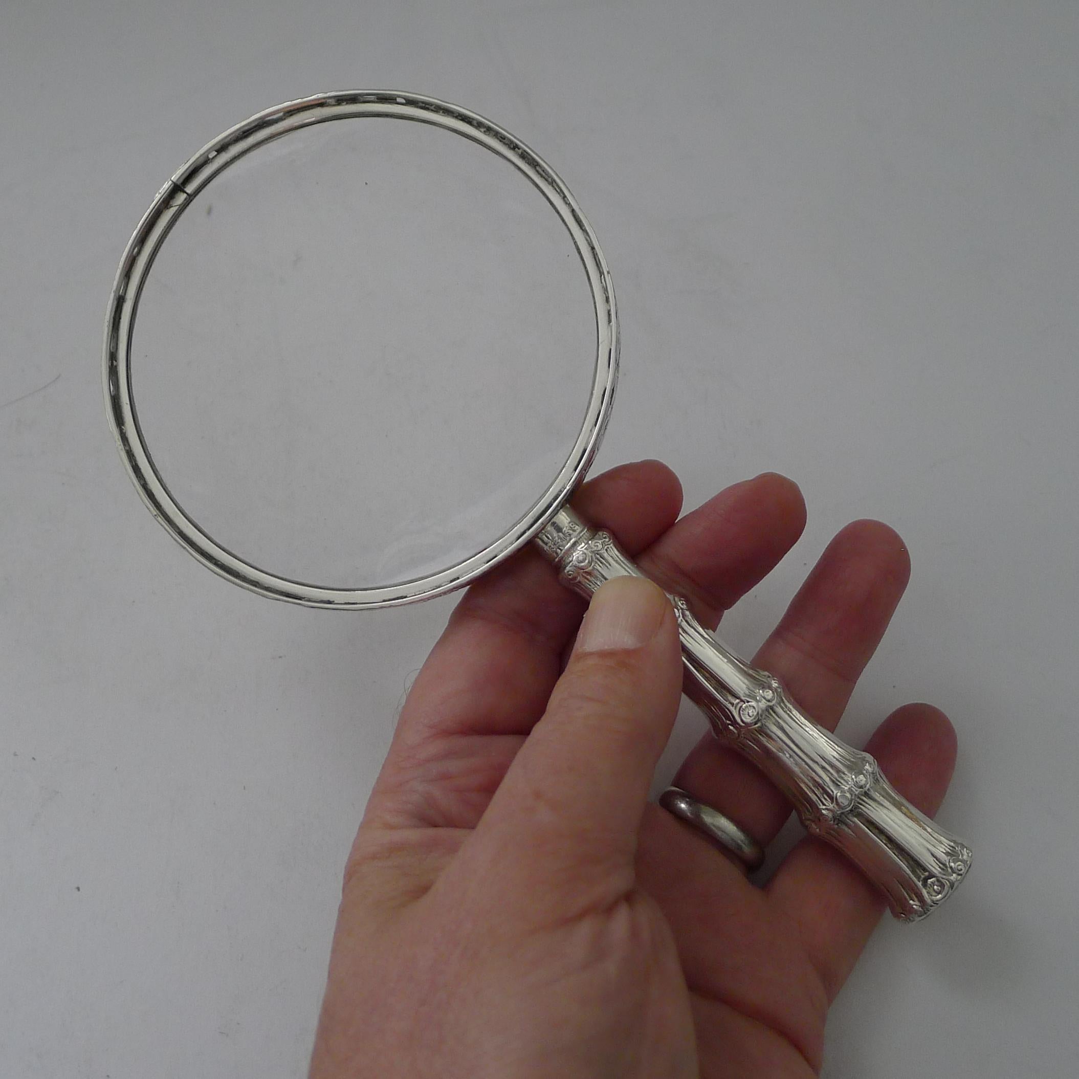 Magnífica lupa victoriana de plata maciza / de ley - 1887 en venta 5