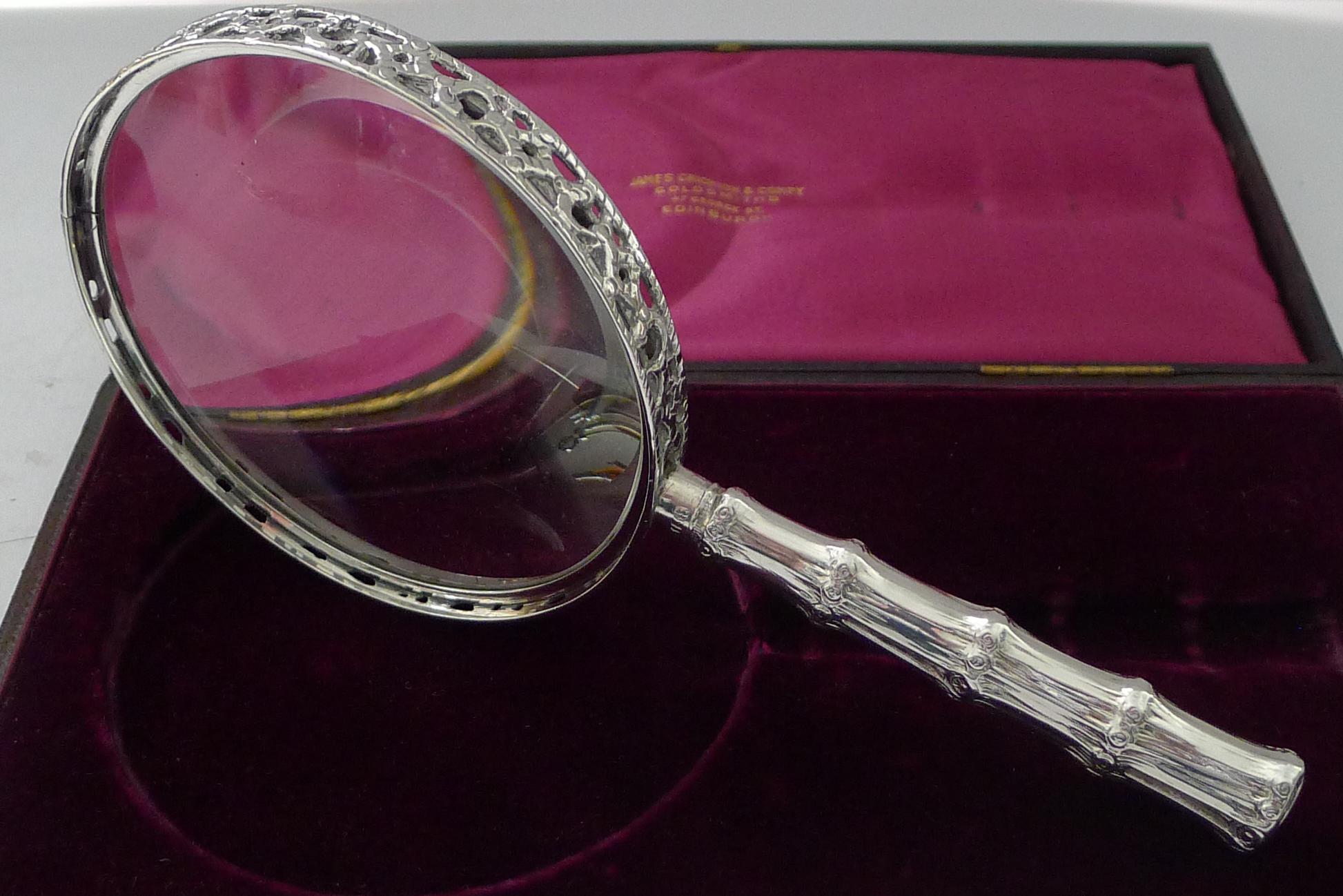Magnífica lupa victoriana de plata maciza / de ley - 1887 en Bueno estado para la venta en Bath, GB