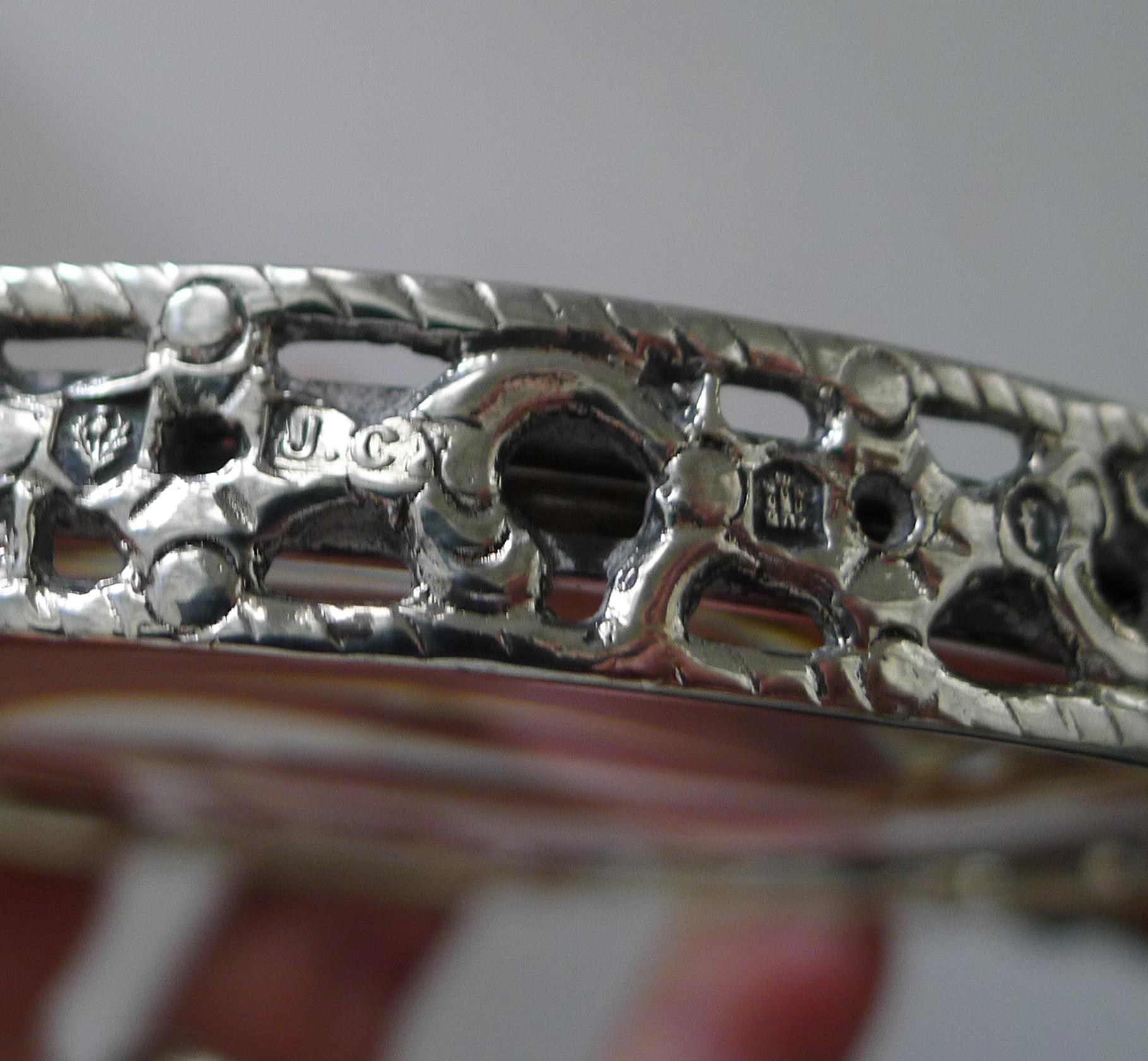 Magnífica lupa victoriana de plata maciza / de ley - 1887 Plata esterlina en venta