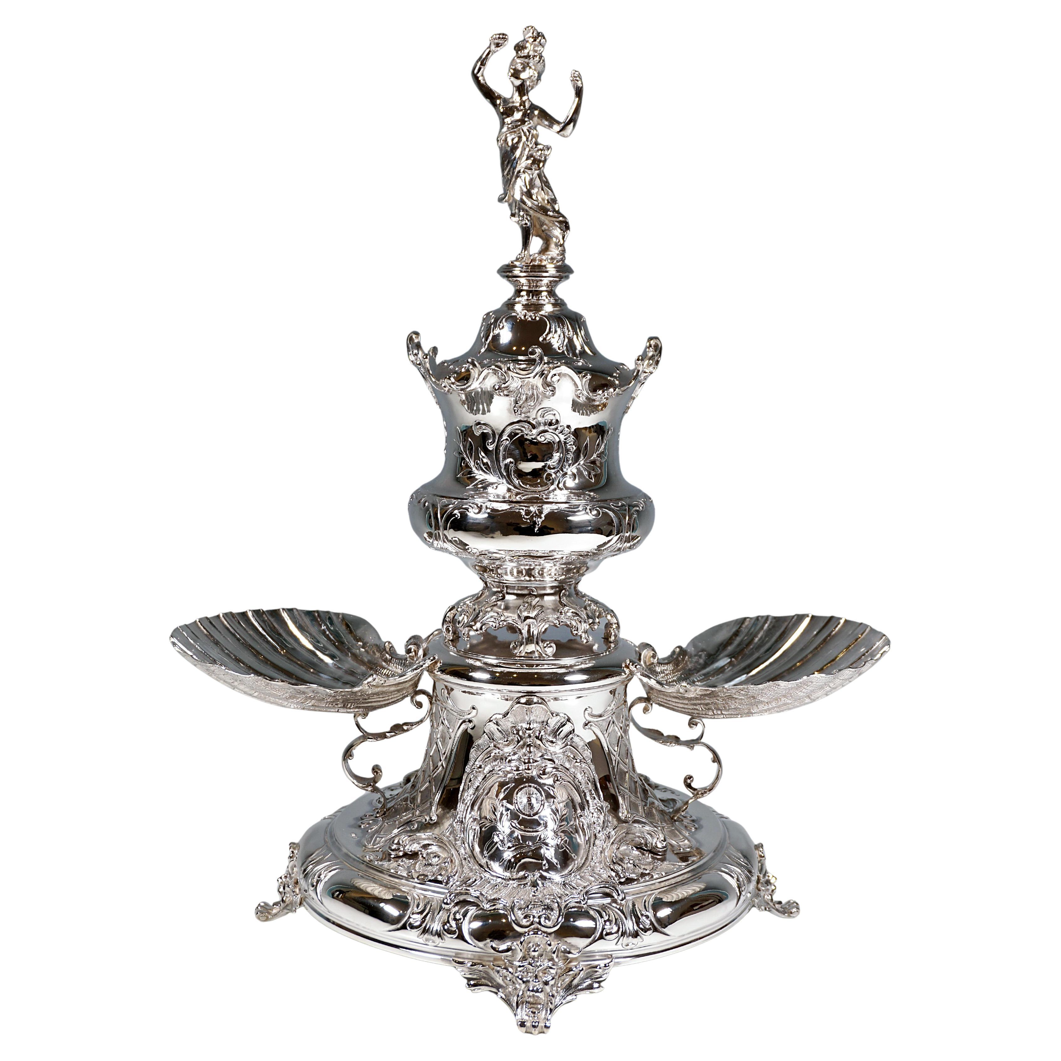 Magnífico soporte vienés Art Nouveau para caviar de plata, de Würbel & Czokally, 1900 en venta