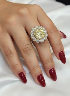 Magnificent Vintage GIA Certified 15 Carat  Platinum & 18K Yellow Gold Ring