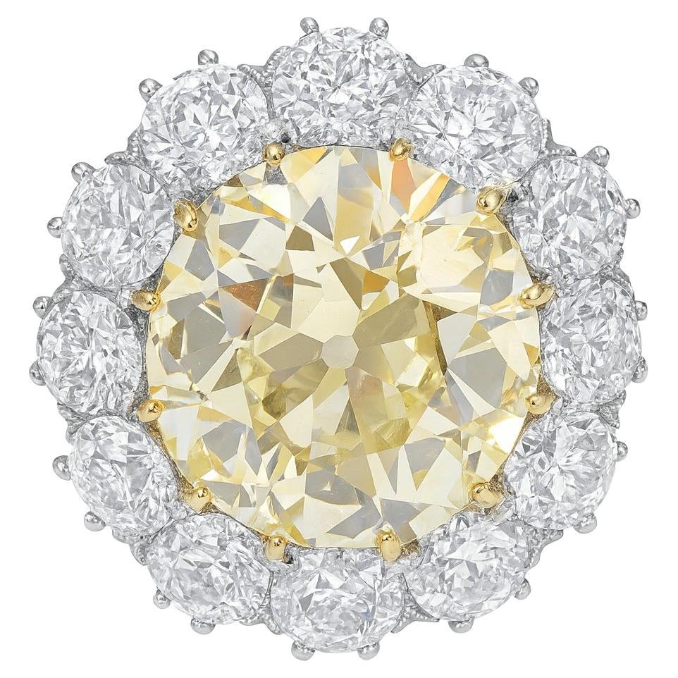 Prächtiger Vintage GIA zertifiziert 15 Karat  Ring aus Platin und 18K Gelbgold im Angebot