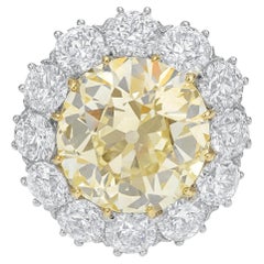 Magnificent Vintage GIA Certified 15 Carat  Platinum & 18K Yellow Gold Ring