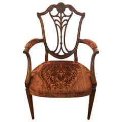 Magnificent Used Armchair with Cut Velvet Upholstery