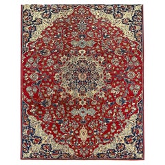 Magnificent Vintage Rug Handmade Carpet Floral Red Wool Oriental Livingroom Rug