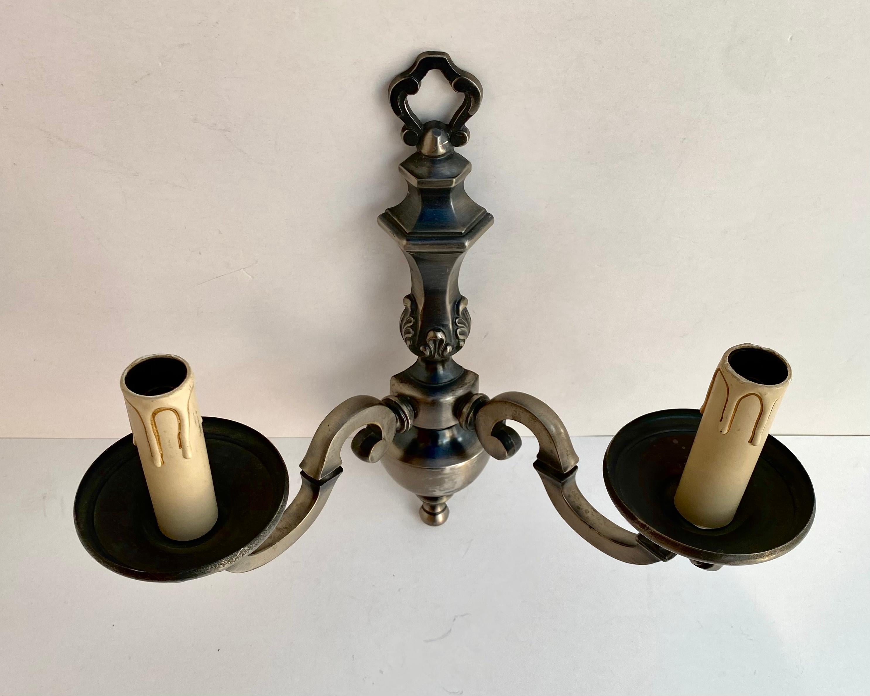 Late 20th Century Magnificent Vintage Wall Sconces in Bronze, Set 2, France, 1970s For Sale