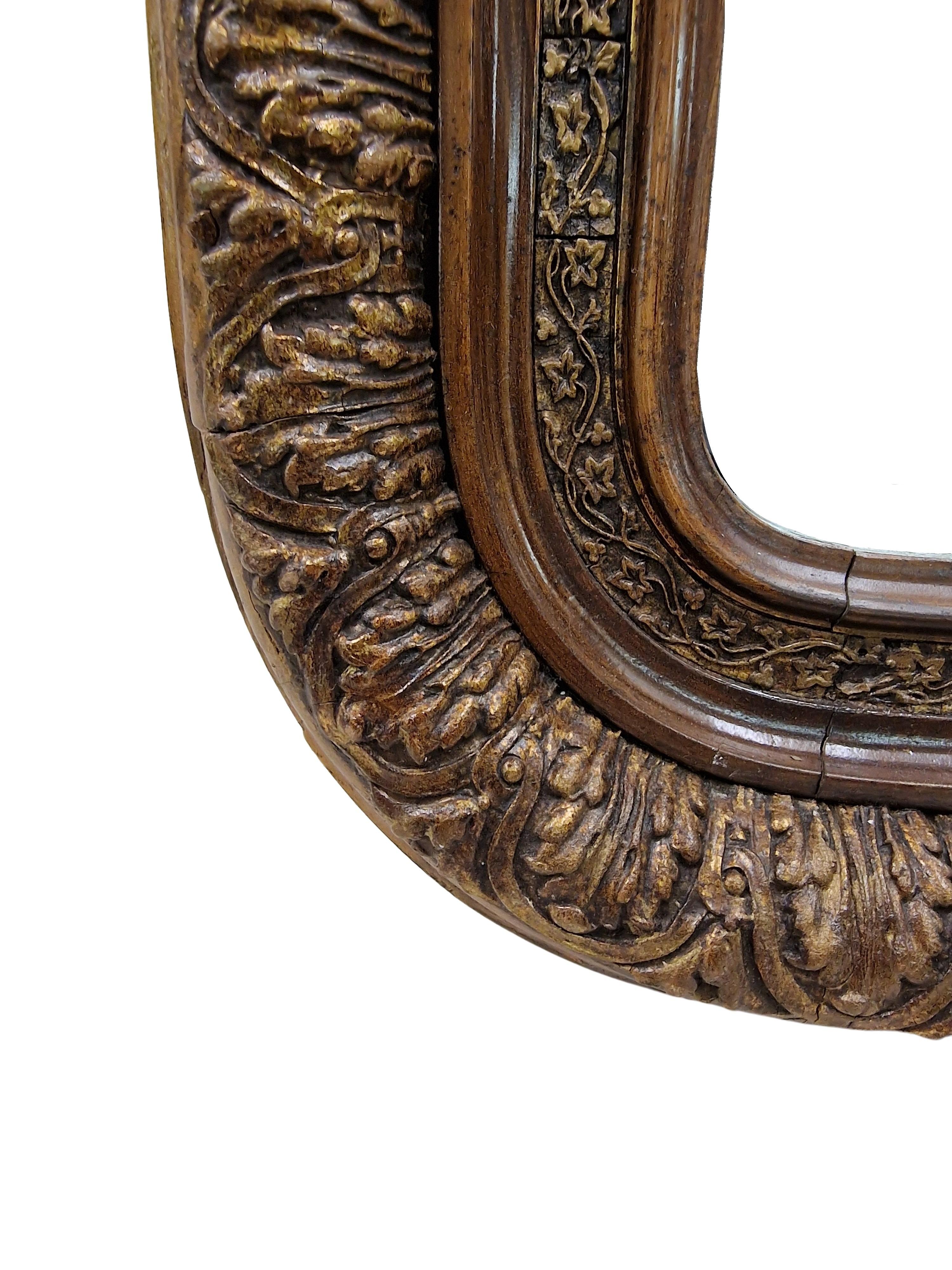 Magnificent wall mirror, frame from the time of the late Biedermeier, made around 1860-1870, in Austria. 

The frame strip is wonderfully designed with two different decorative strips. The outer area is designed with acanthus leaves running