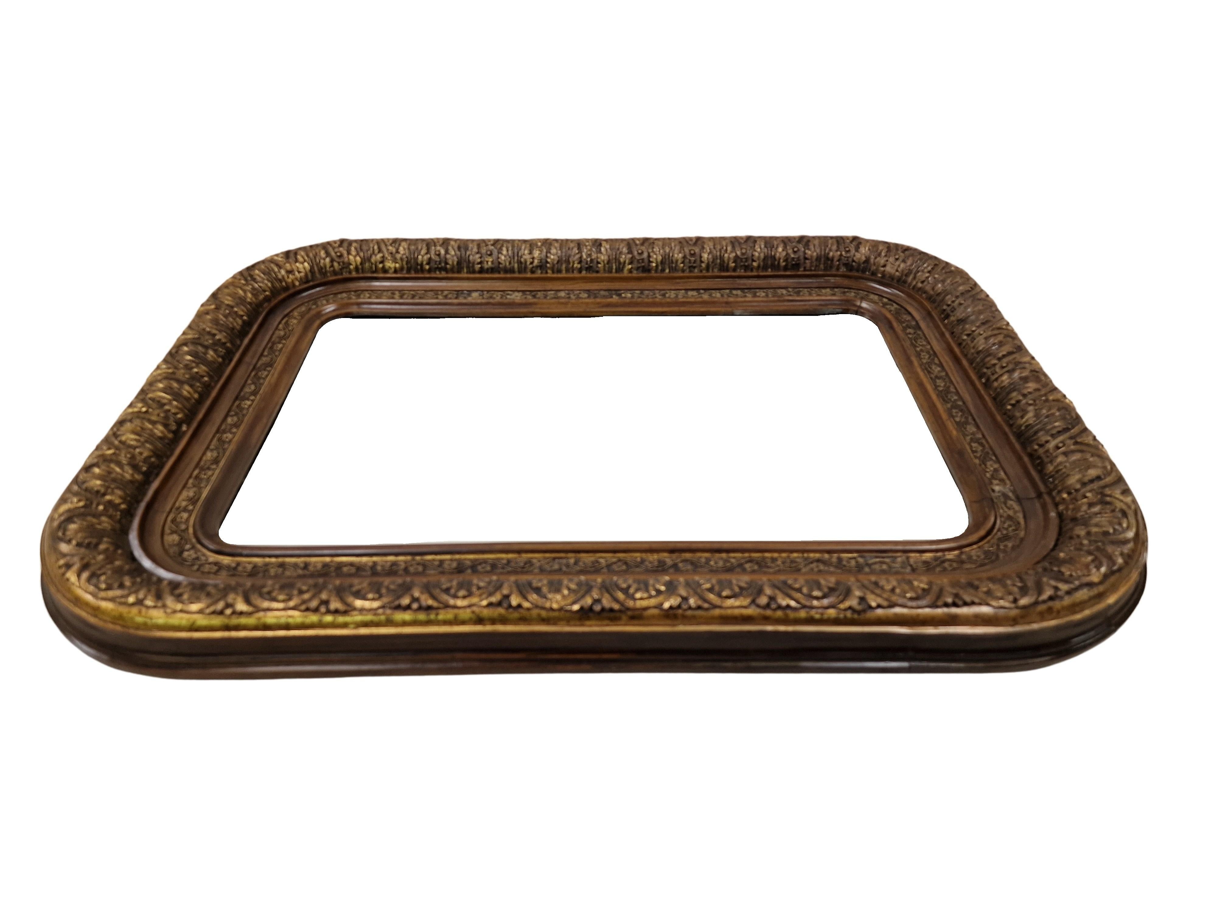 Austrian Magnificent wall mirror frame, bronzed, rounded edges, Biedermeier 1860 Austria  For Sale
