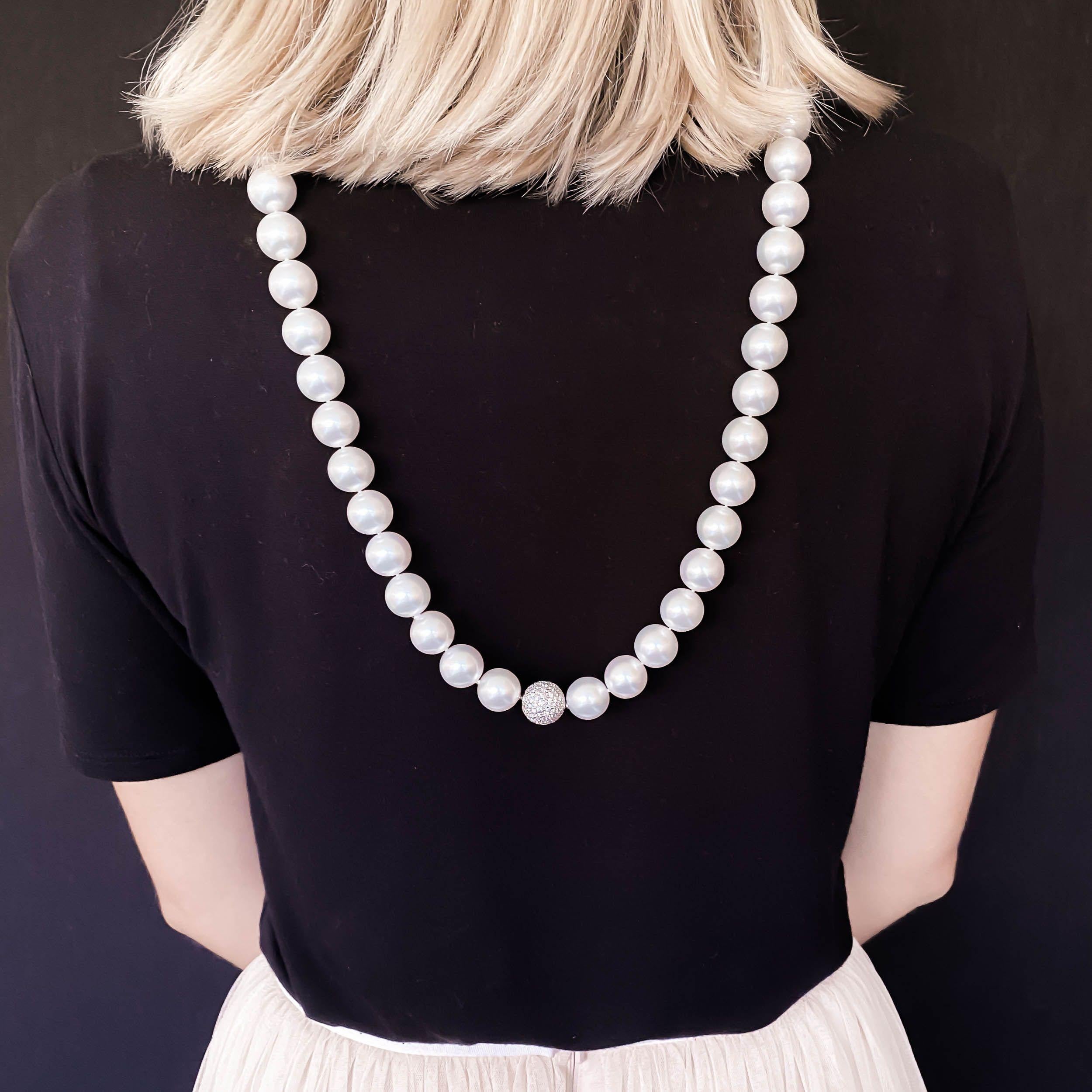 Magnificent White South Sea Cultured Pearl Necklace in Opera Length 4