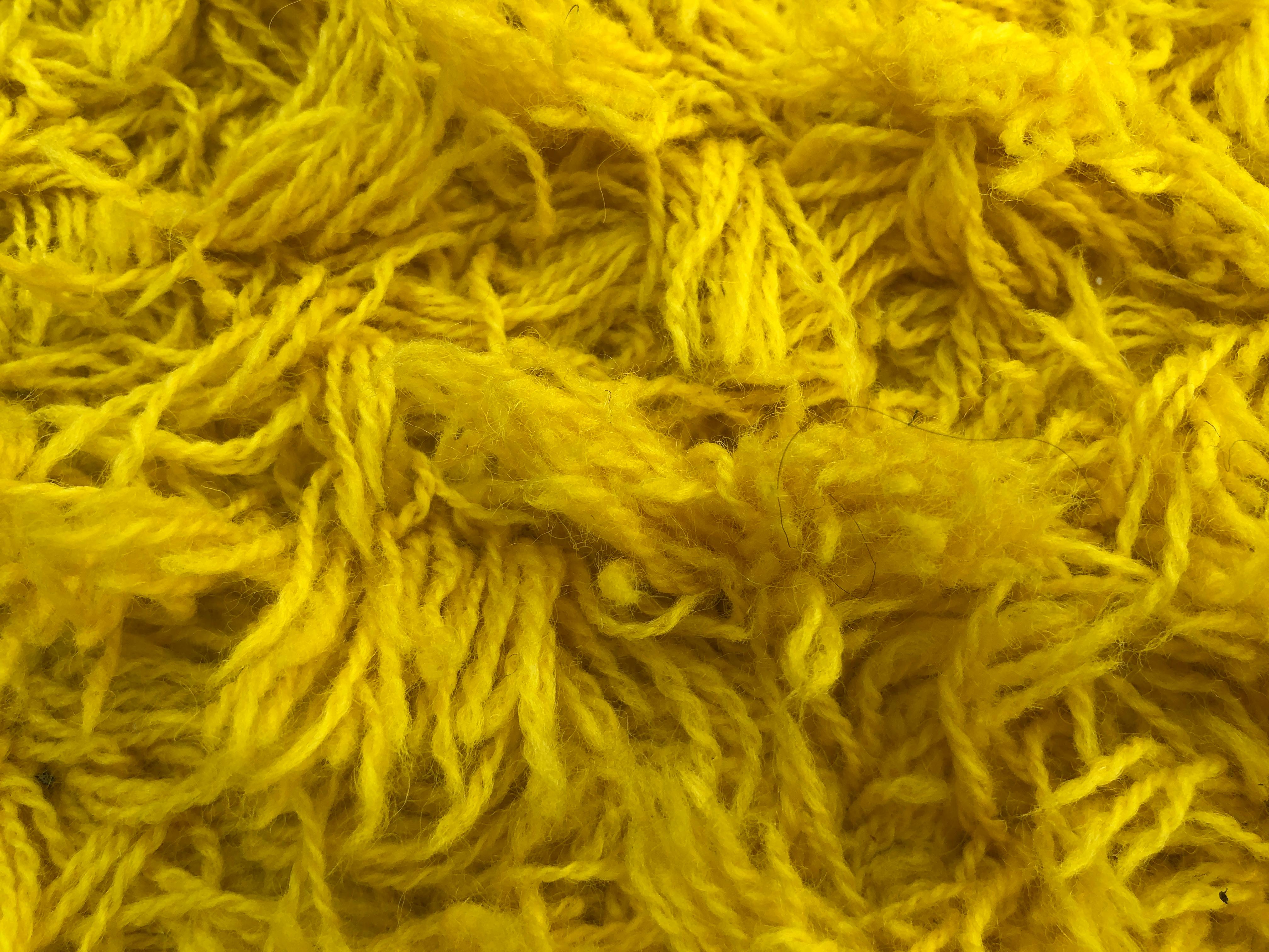 Mid-20th Century Magnificent XL Room Size Canary Yellow Shag Pile Rug, Circa 60's For Sale