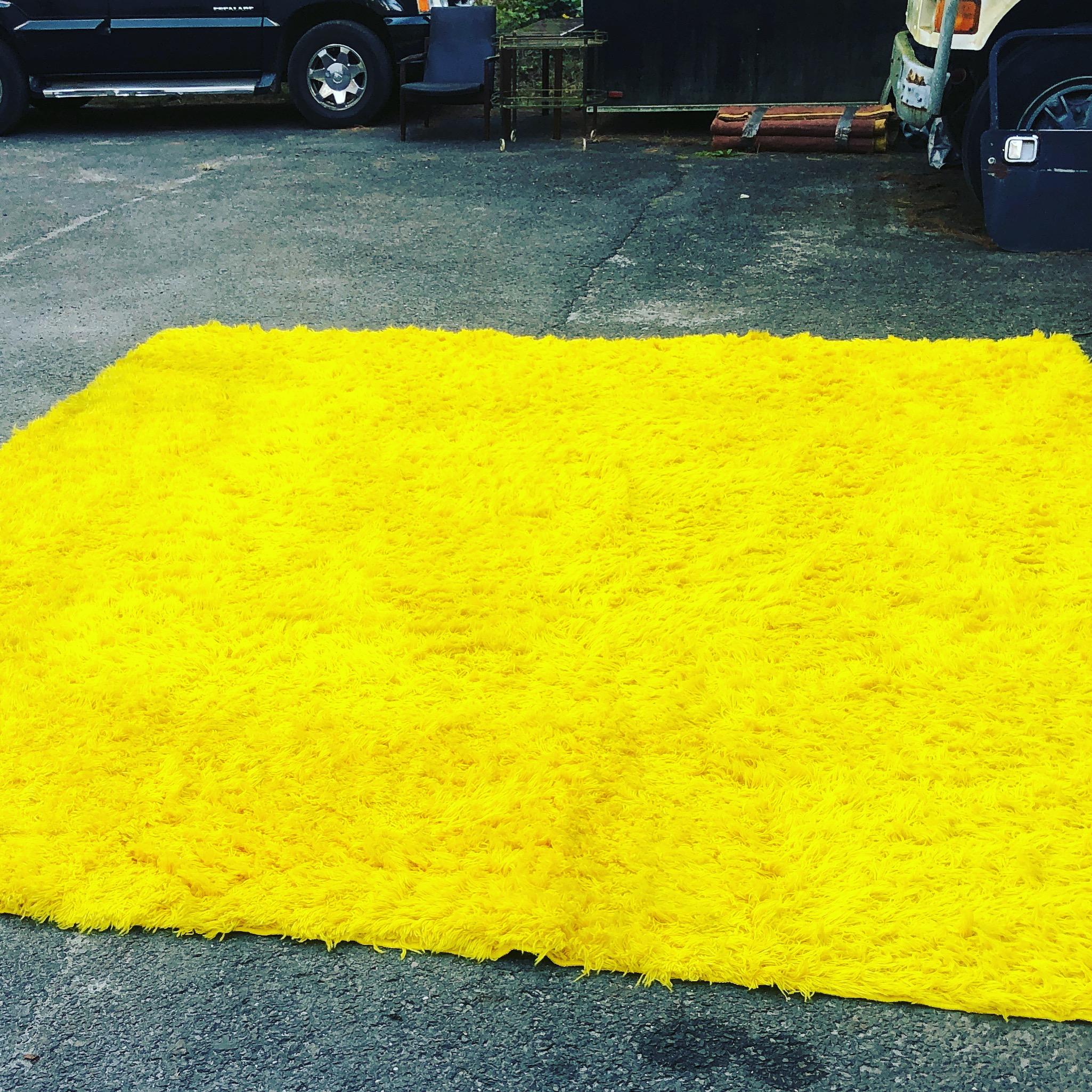Magnificent XL Room Size Canary Yellow Shag Pile Rug, Circa 60's For Sale 2