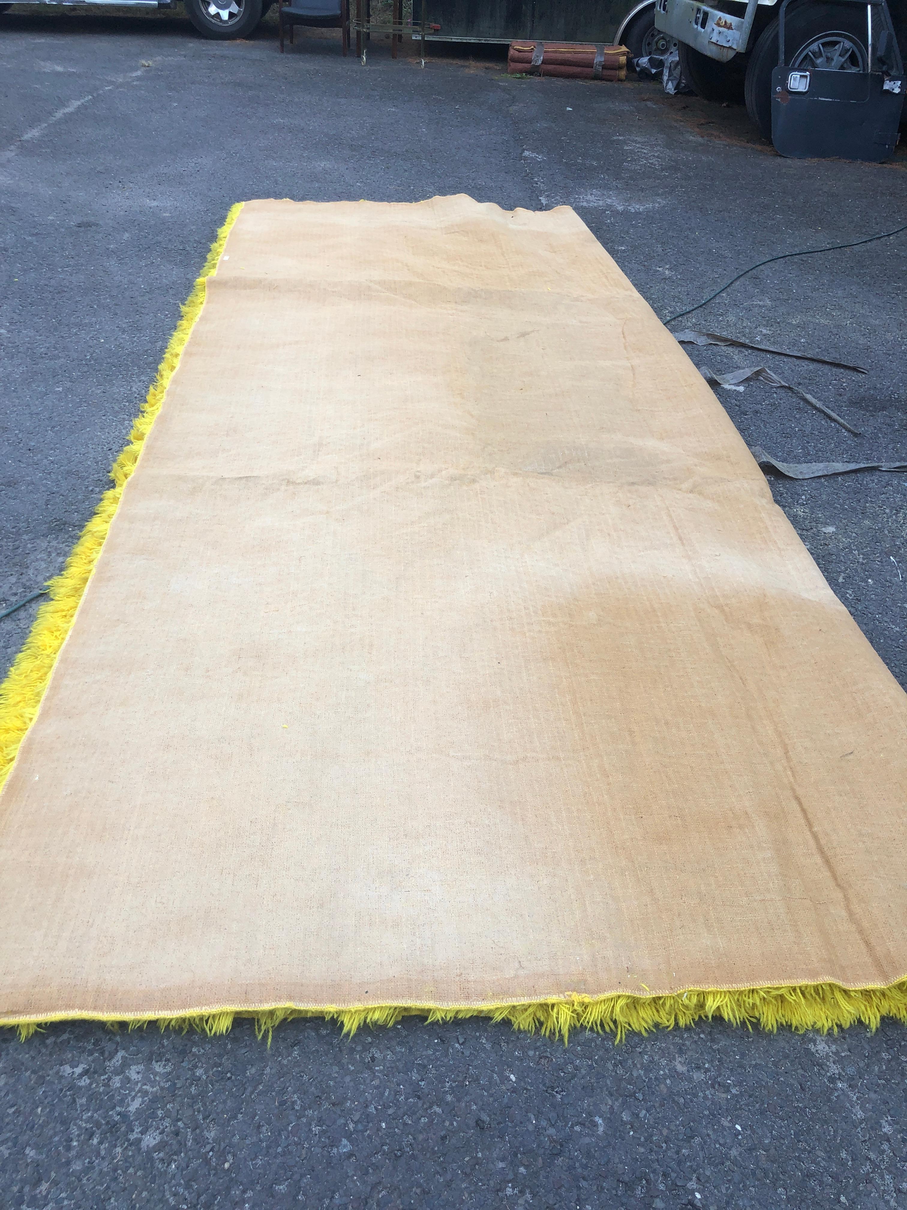 Magnificent XL Room Size Canary Yellow Shag Pile Rug, Circa 60's For Sale 4
