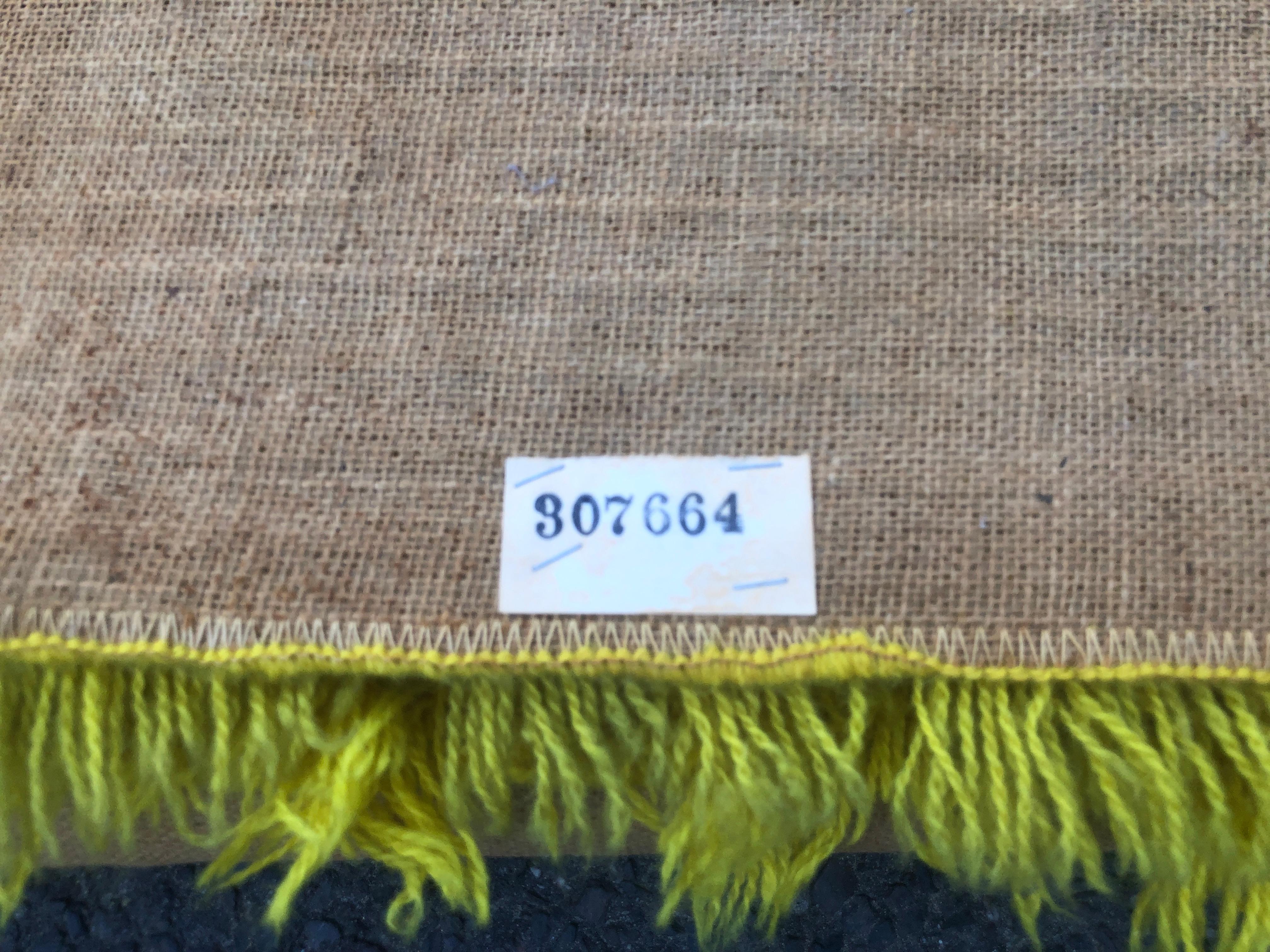 Magnificent XL Room Size Canary Yellow Shag Pile Rug, Circa 60's For Sale 6