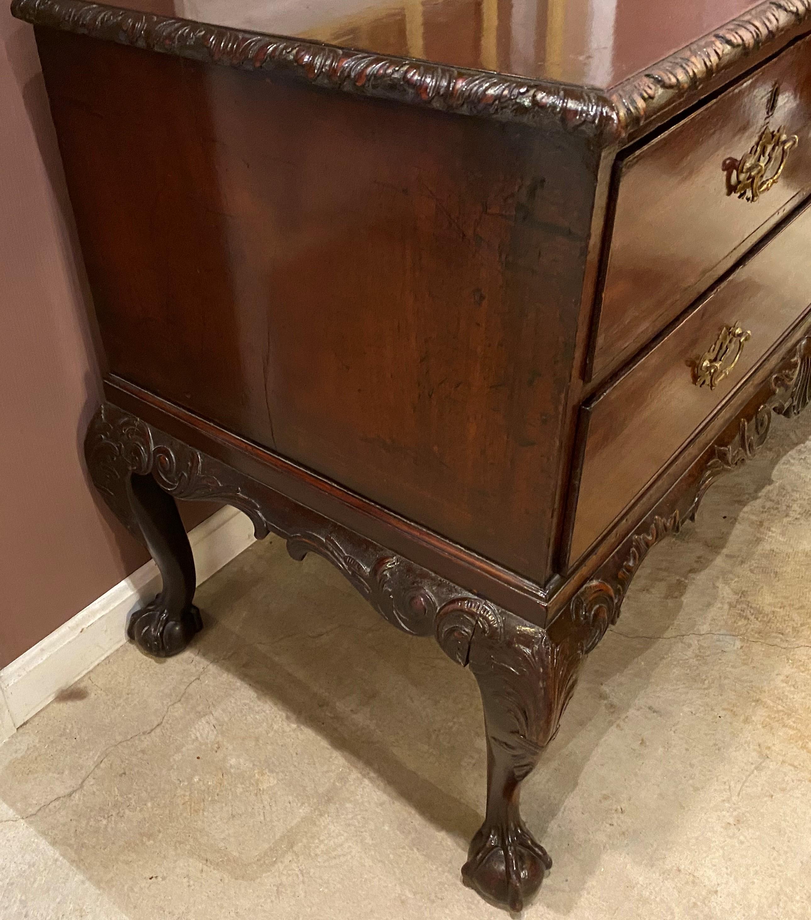 Chippendale Magnificently Carved 18th Century English Mahogany Commode For Sale