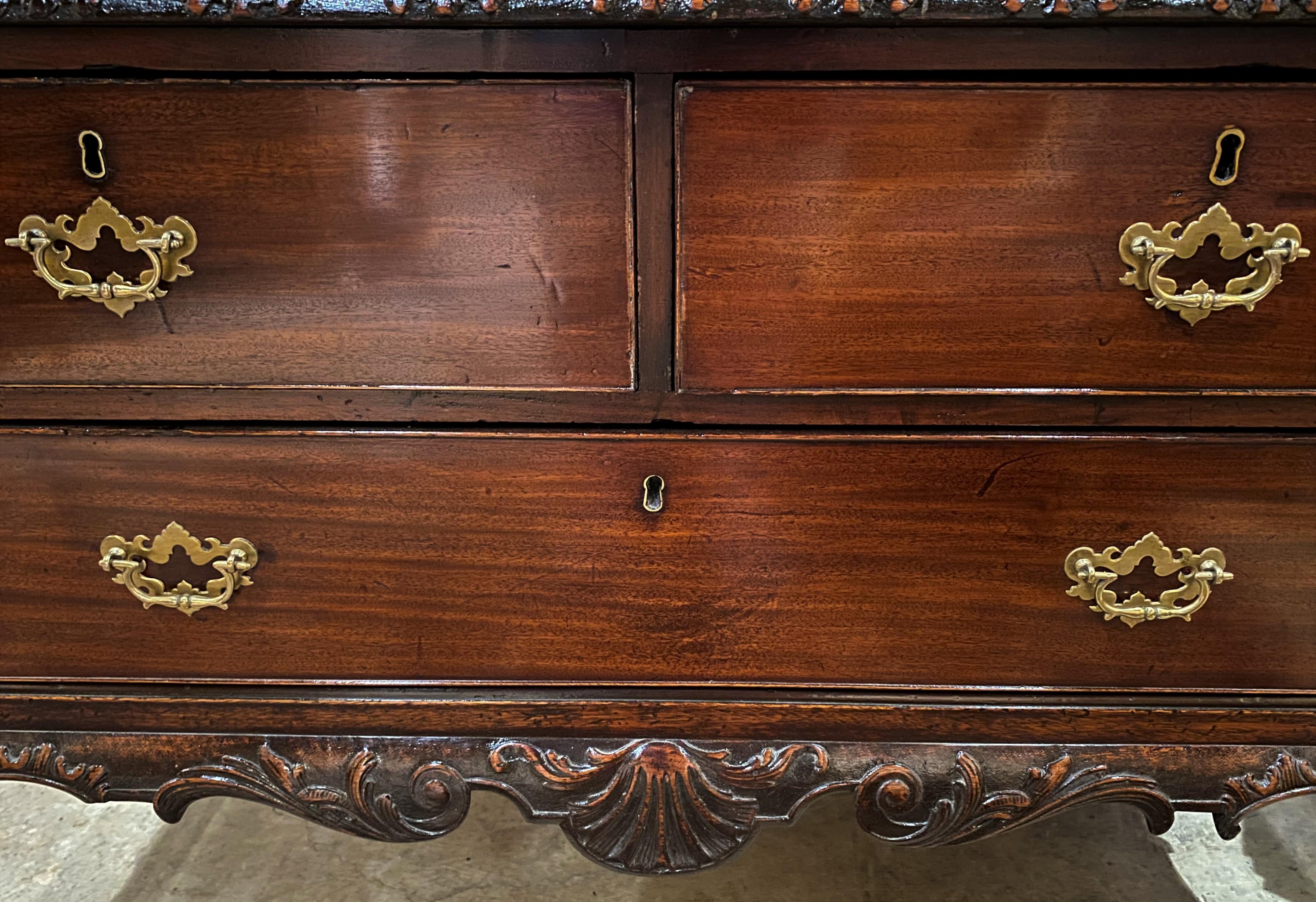 18th Century and Earlier Magnificently Carved 18th Century English Mahogany Commode For Sale