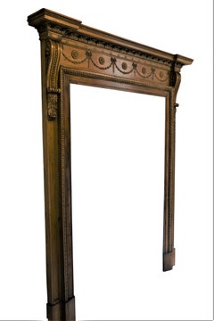 Magnificently Carved Antique Pine Adam Door Surround / Doorway from England