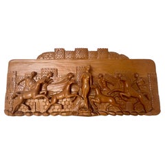 Magnifico bassorilievo in legno massello scena mitologica greco-romana, XX secol