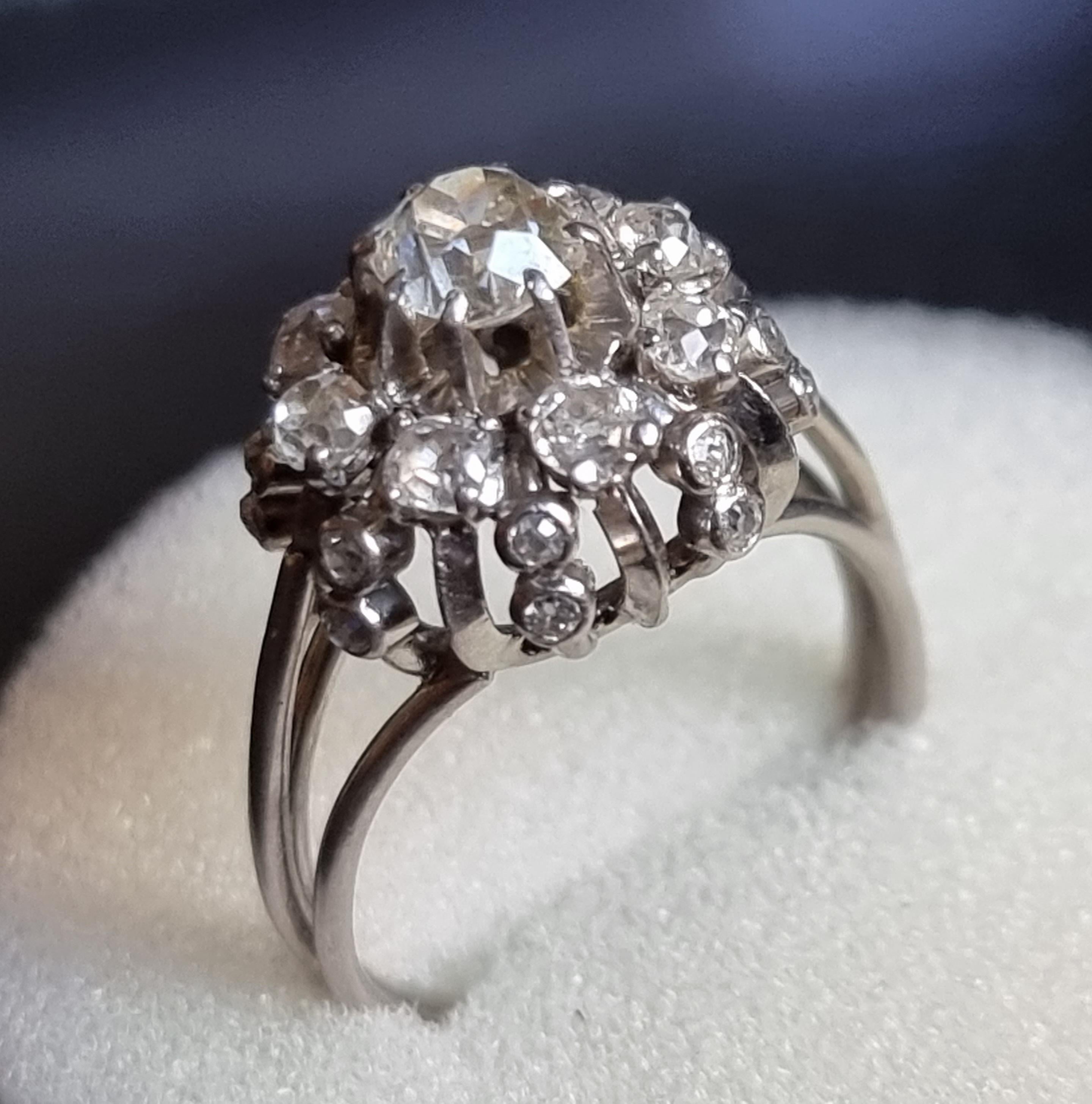Magnificent old PLATINUM RING, 25 diamonds, antique, old brilliant cut In Good Condition For Sale In SAINT-CLOUD, FR