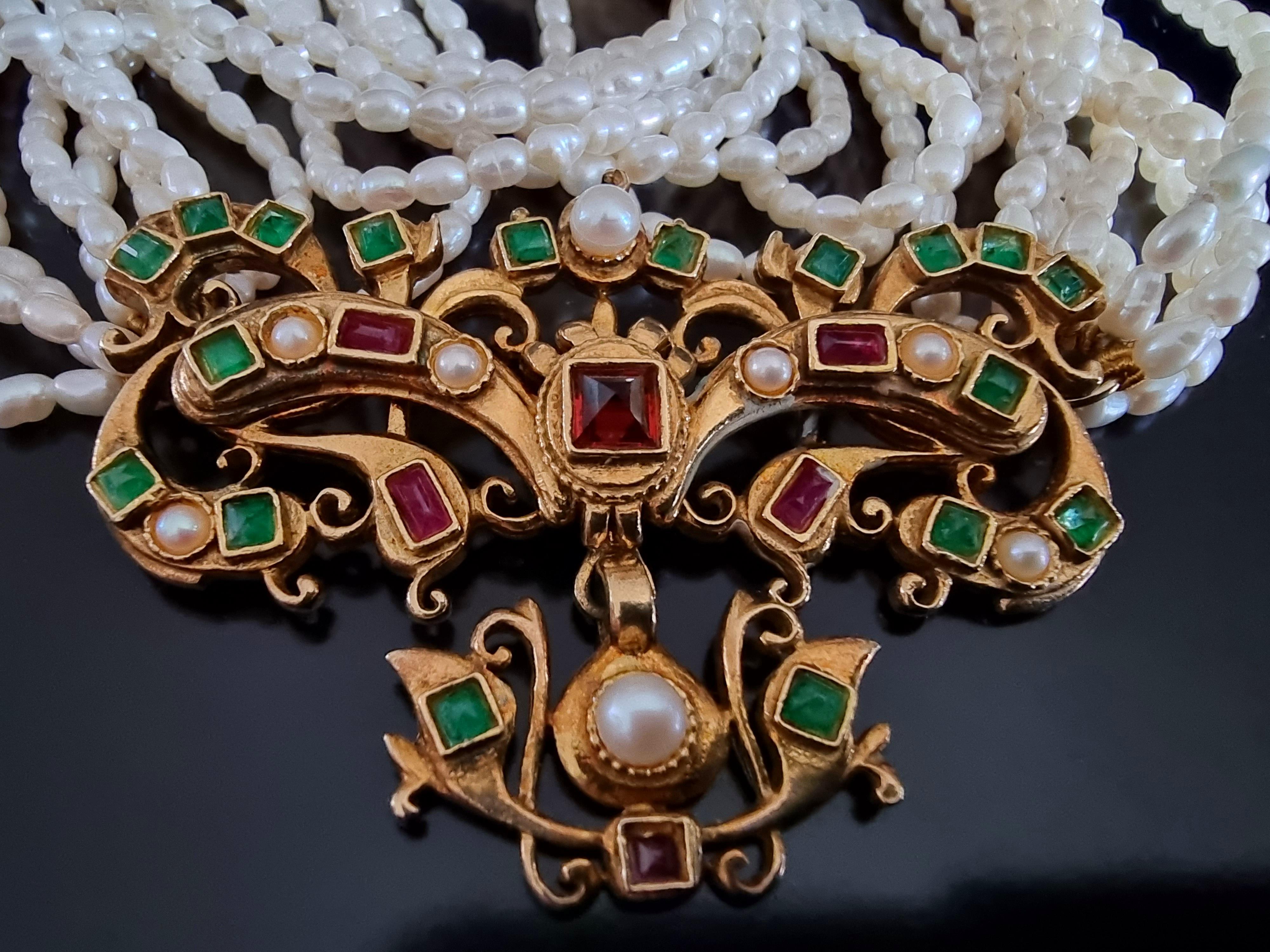 Artist Magnificent NECKLACE vintage pearls, High Fashion, vermeil, 18th century style For Sale